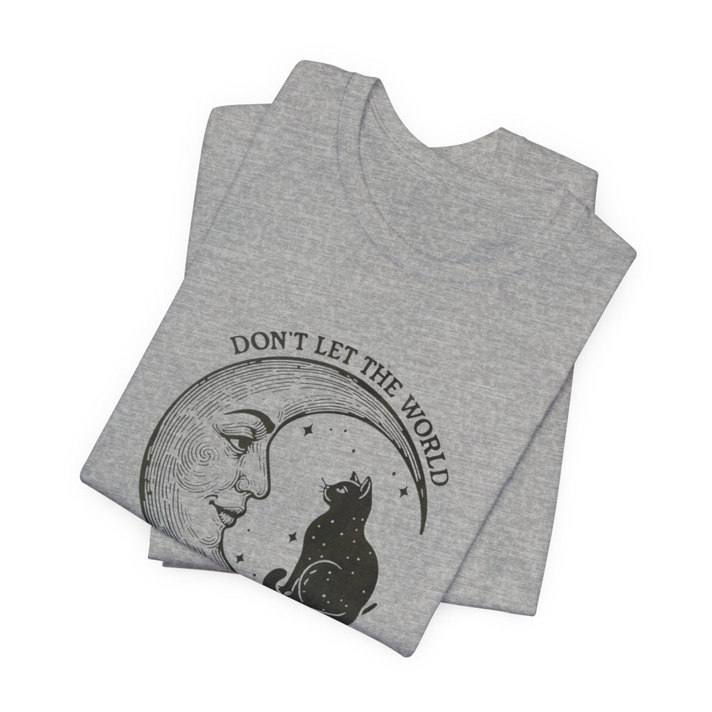 Celestial Cat Tee with Inspirational Quote, Unisex Tee, Moon and Cat Shirt, Witchy Apparel, Gift for Cat Lovers