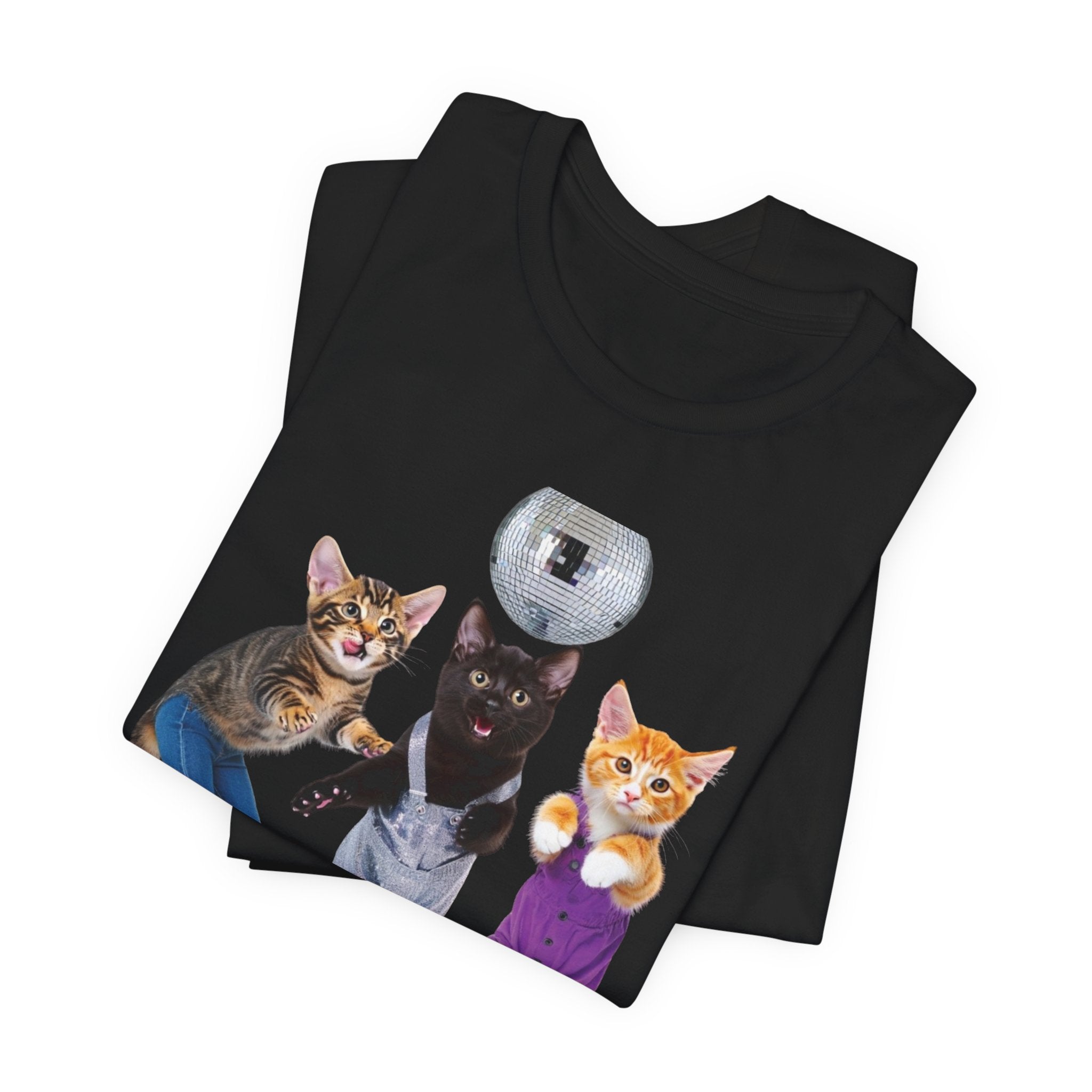 Disco Roller Cats T-Shirt | Three Cats on Roller Skates with Disco Ball