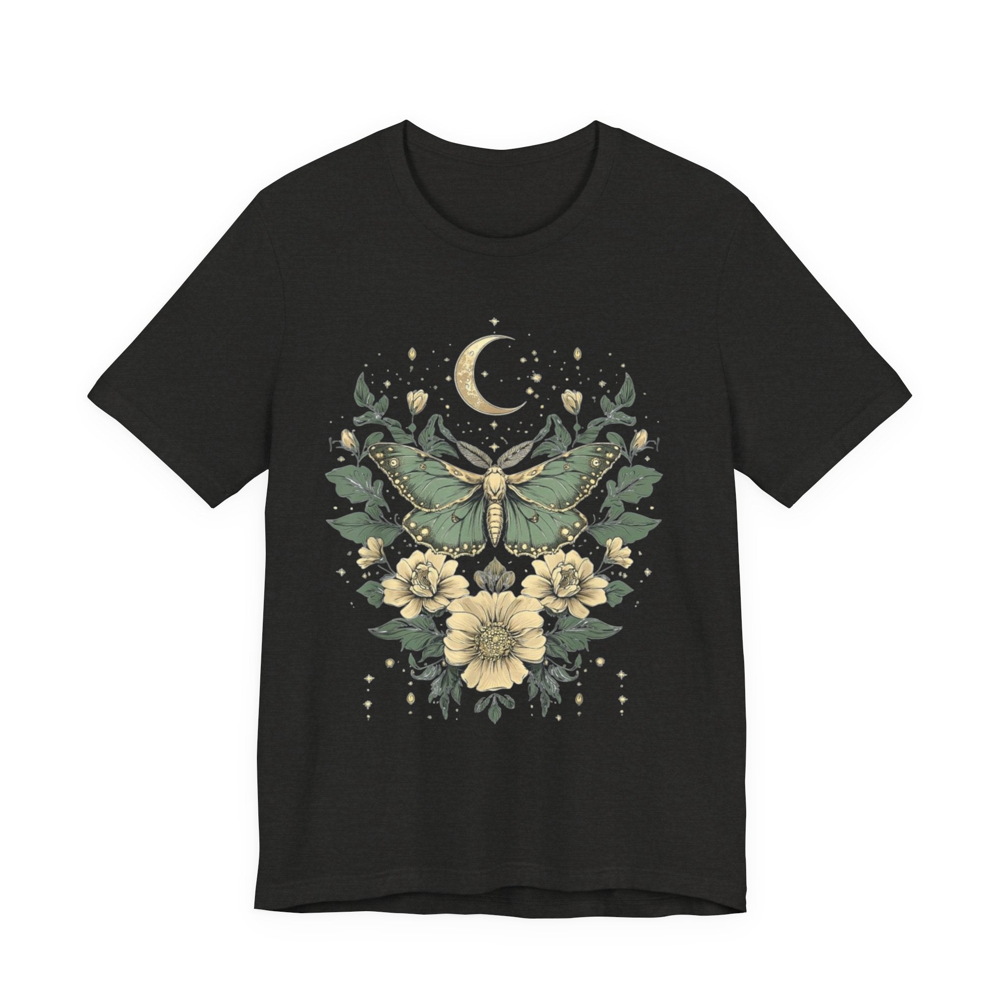 Cottage Core Moth Moon Phases Tee, Goblin Aesthetic Shirt, Unisex Nature T-Shirt, Witchy Boho Top, Lunar Celestial Clothing