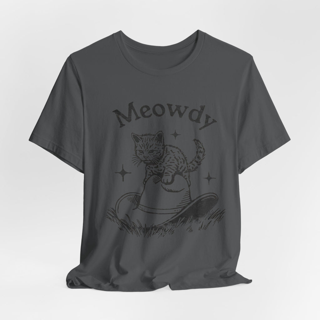 Cute Cat Meowdy Tee, Unisex Short Sleeve T-Shirt, Gift for Cat Lovers, Pet Owner Fashion, Funny Cat Humor, Comfortable Everyday Wear