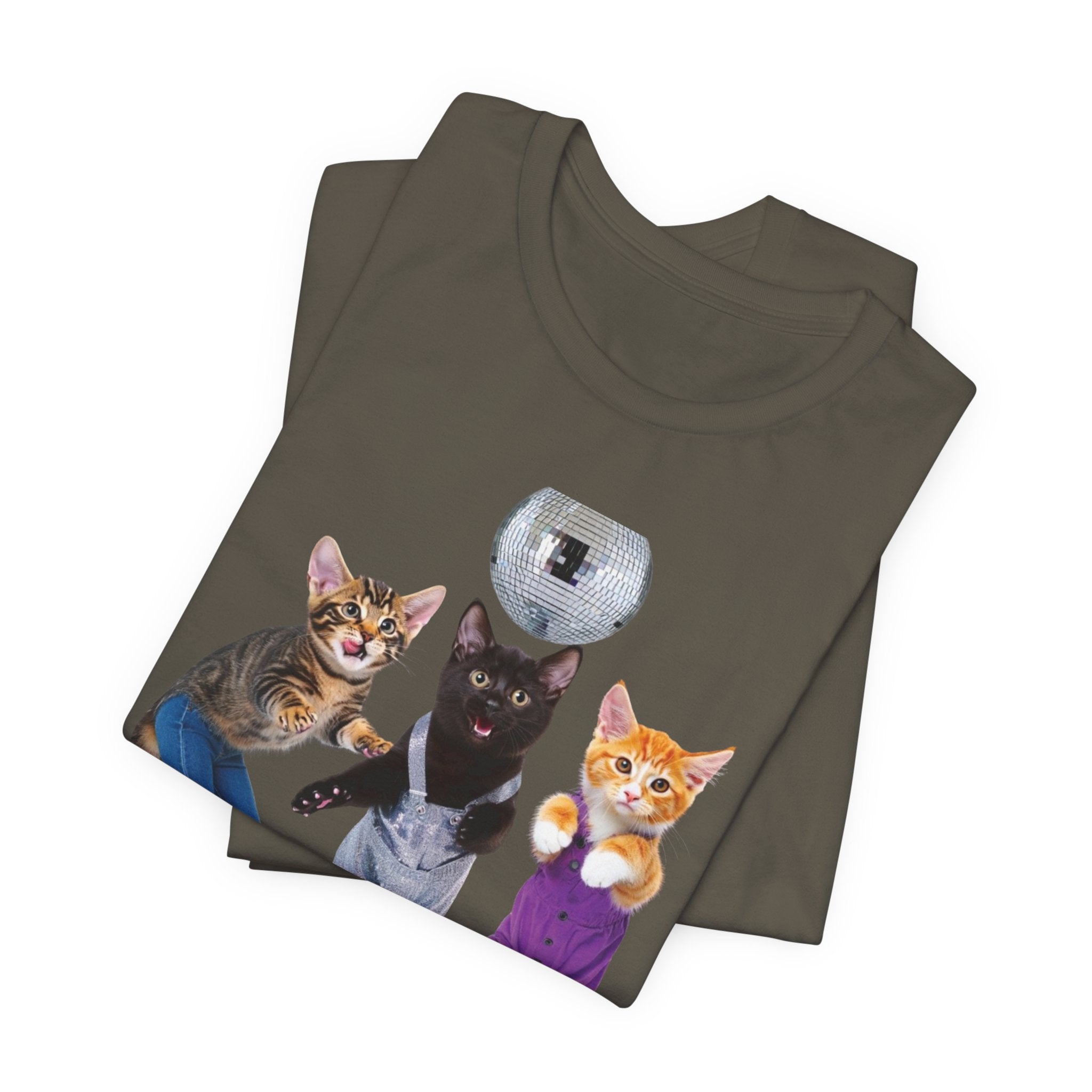 Disco Roller Cats T-Shirt | Three Cats on Roller Skates with Disco Ball