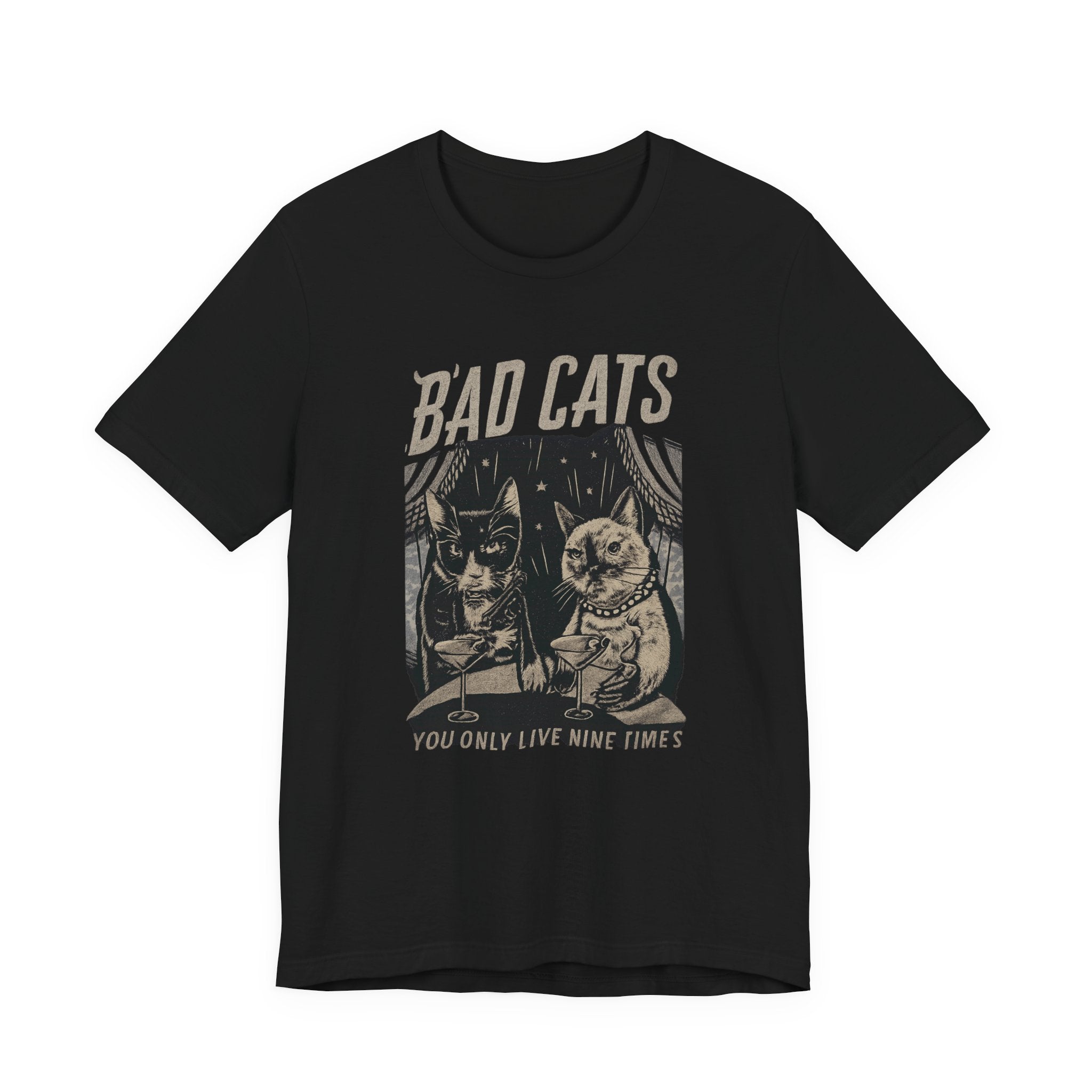 Bad Cats Graphic Tee — Retro Vintage Cat Illustration T-Shirt