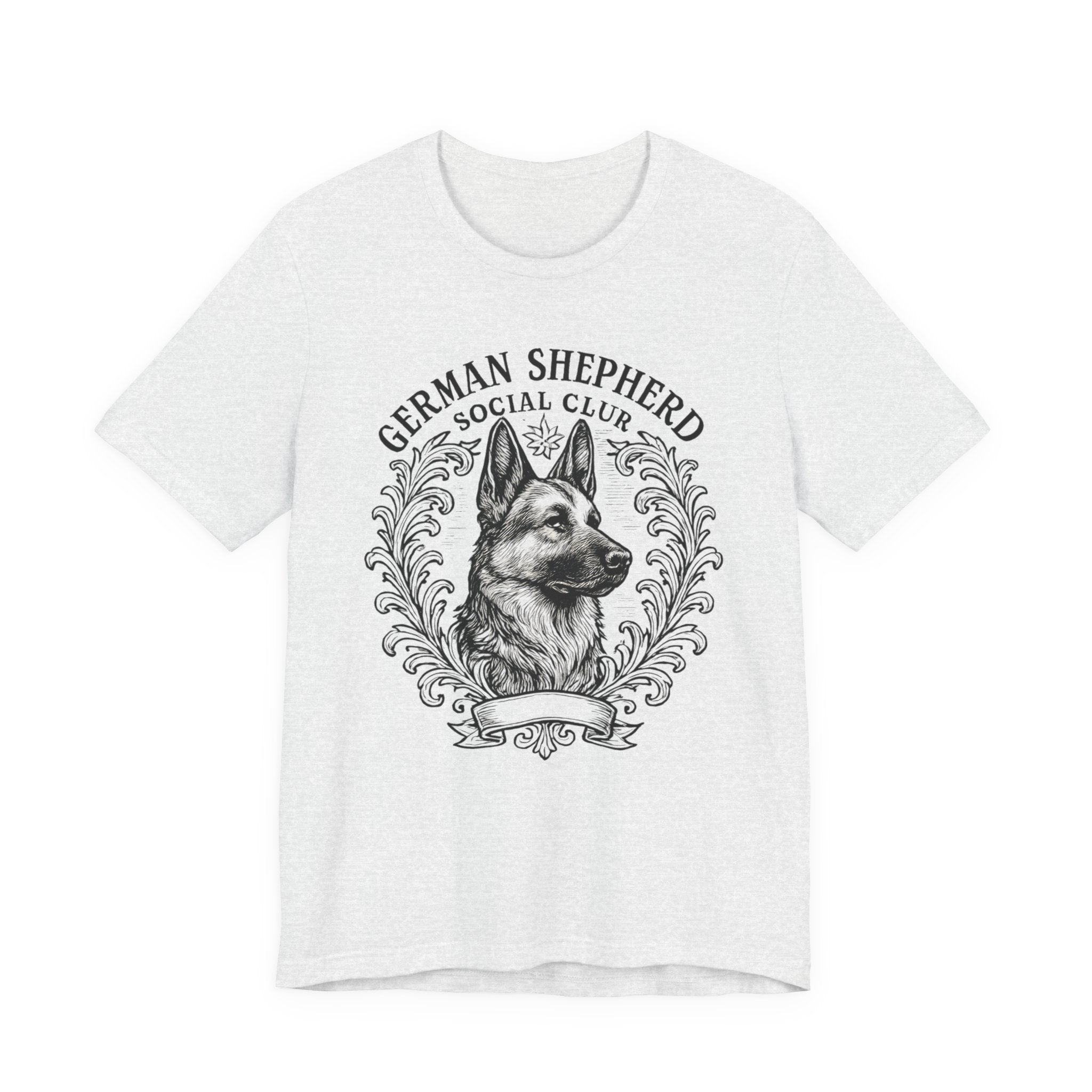 German Shepherd Social Club Tee - Unisex Short Sleeve Shirt for Dog Lovers, Pet Gift, Casual Wear, Canine Enthusiast Apparel