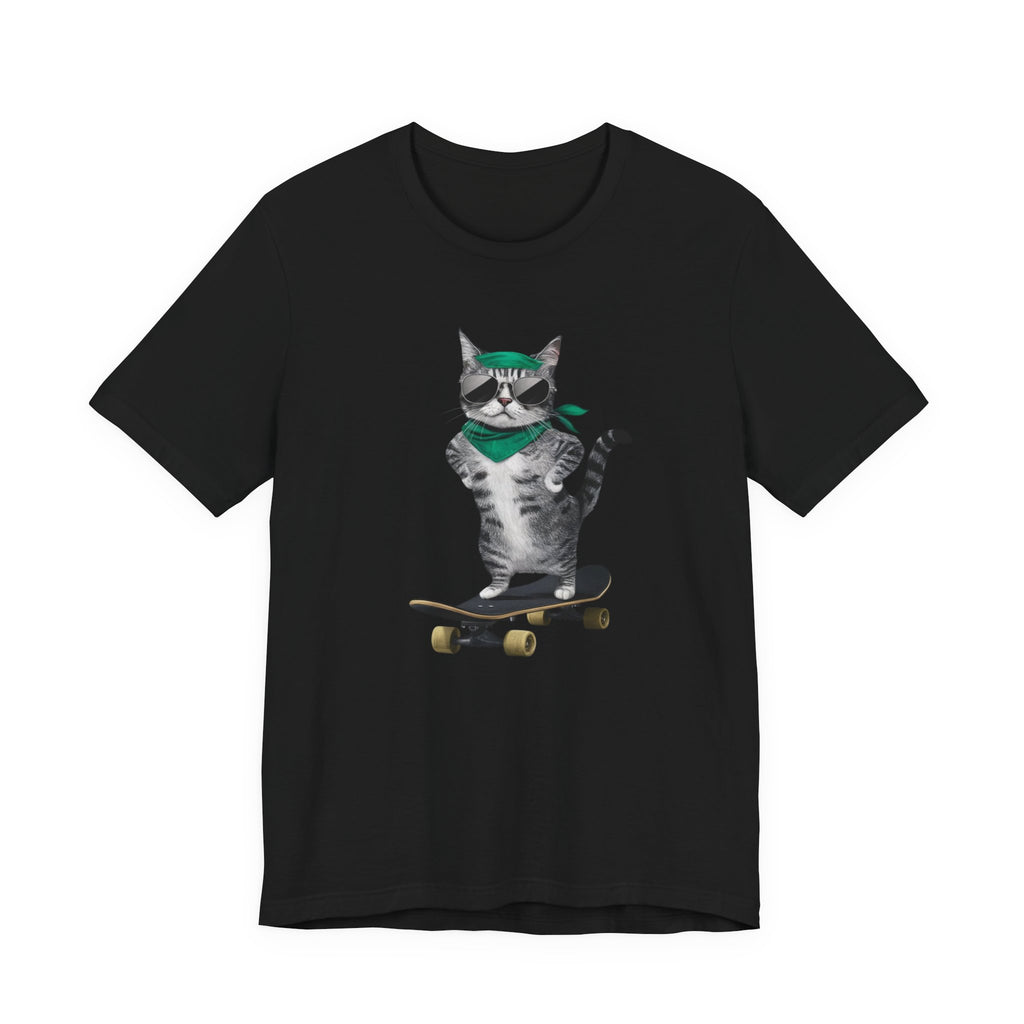 Skateboarding Cat Tee | Cool Cat on Skateboard Shirt