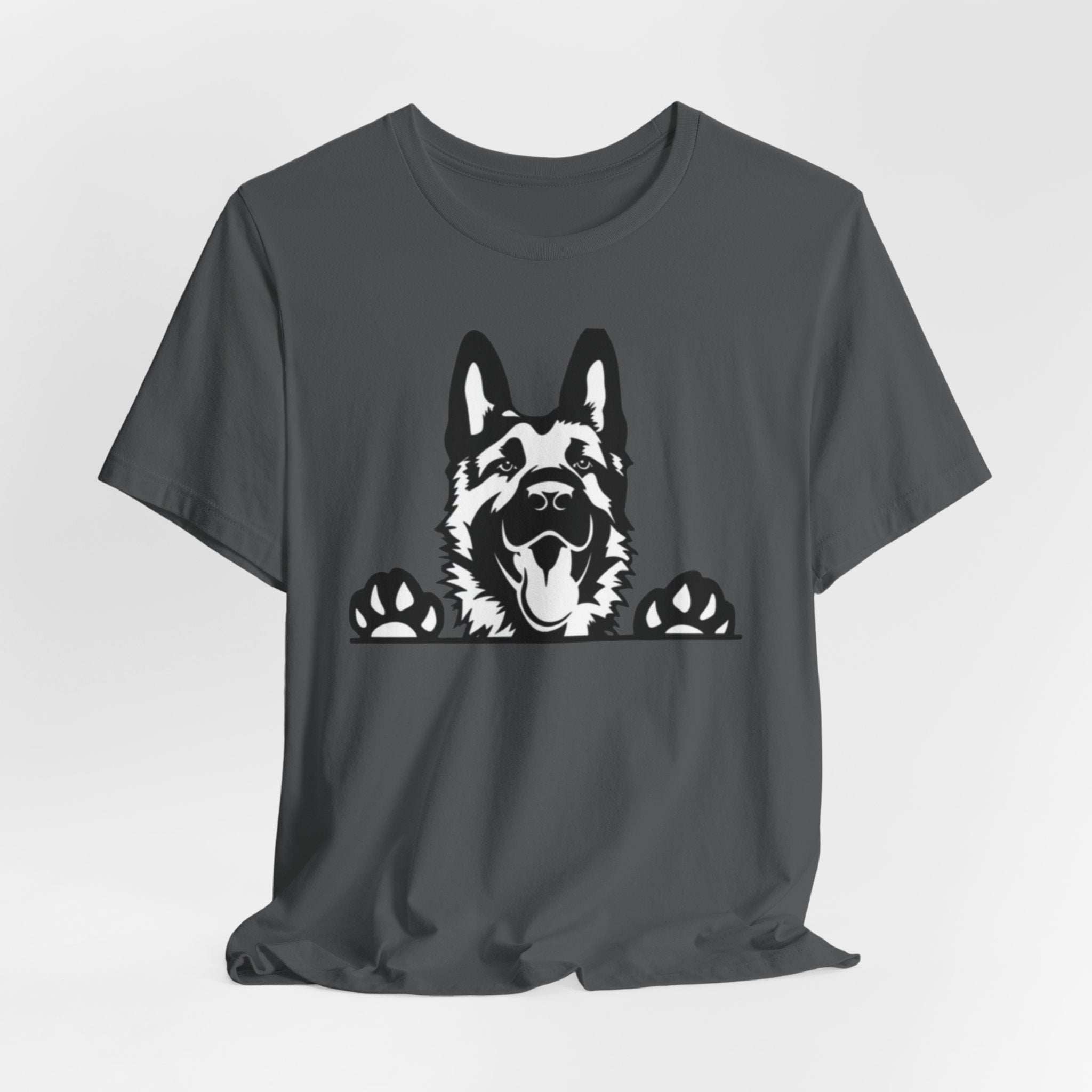 German Shepherd Peeking T-Shirt — Dog Lover Paw Print Tee