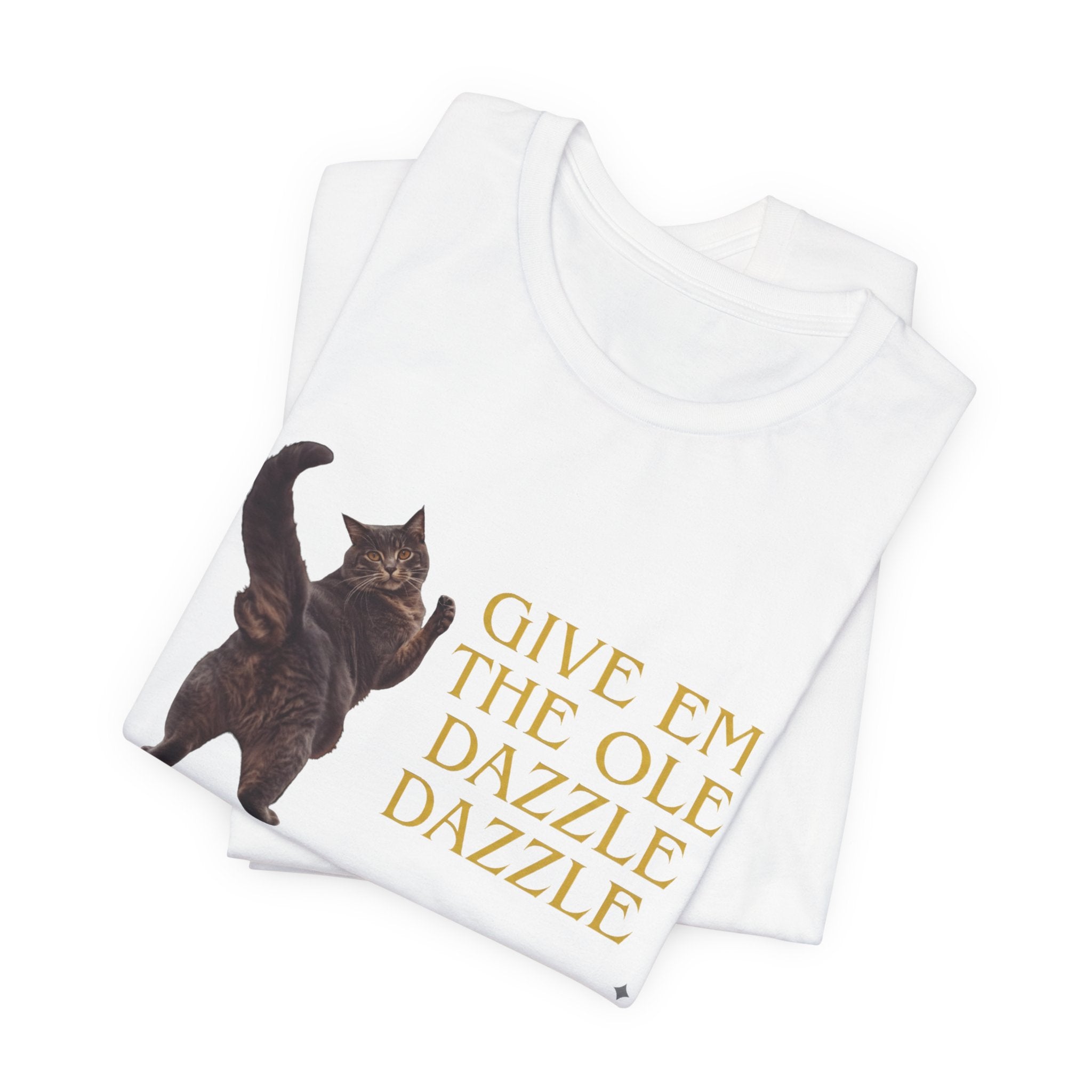 Give 'Em the Ole Dazzle Dazzle Cat T-Shirt | Retro Cat Illustration