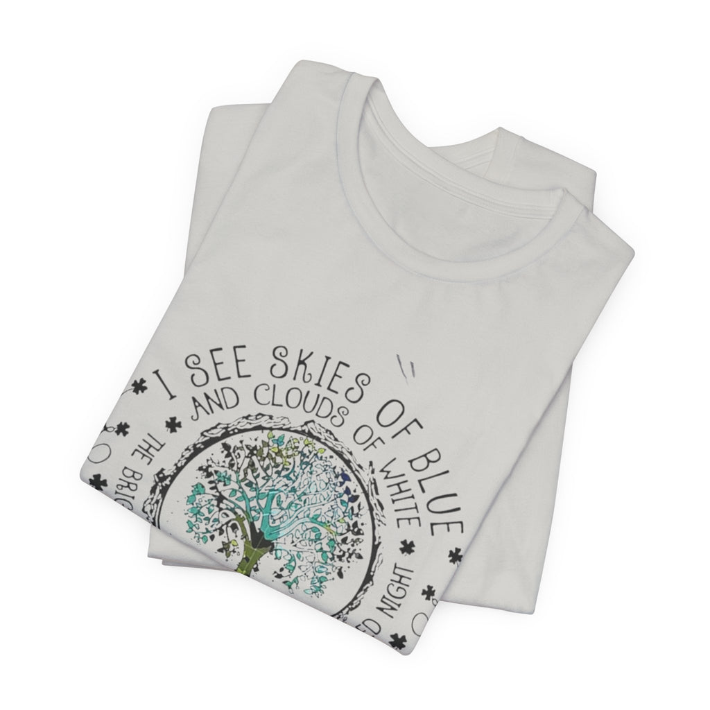 Vintage Inspirational Tee, Unisex Jersey T-Shirt, Nature Lover Gift, Skies of Blue Design, Positive Quote Shirt, Eco-Friendly Apparel