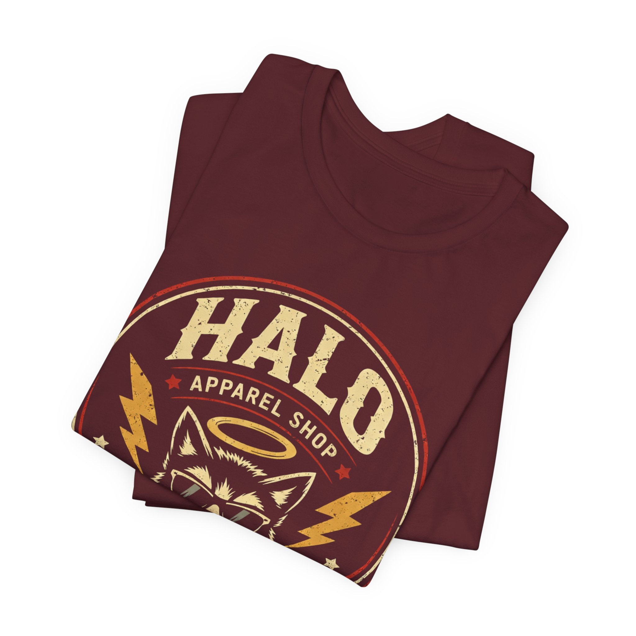 Halo Cat Graphic Tee — "Wear Your Attitude" Vintage Rock T-Shirt