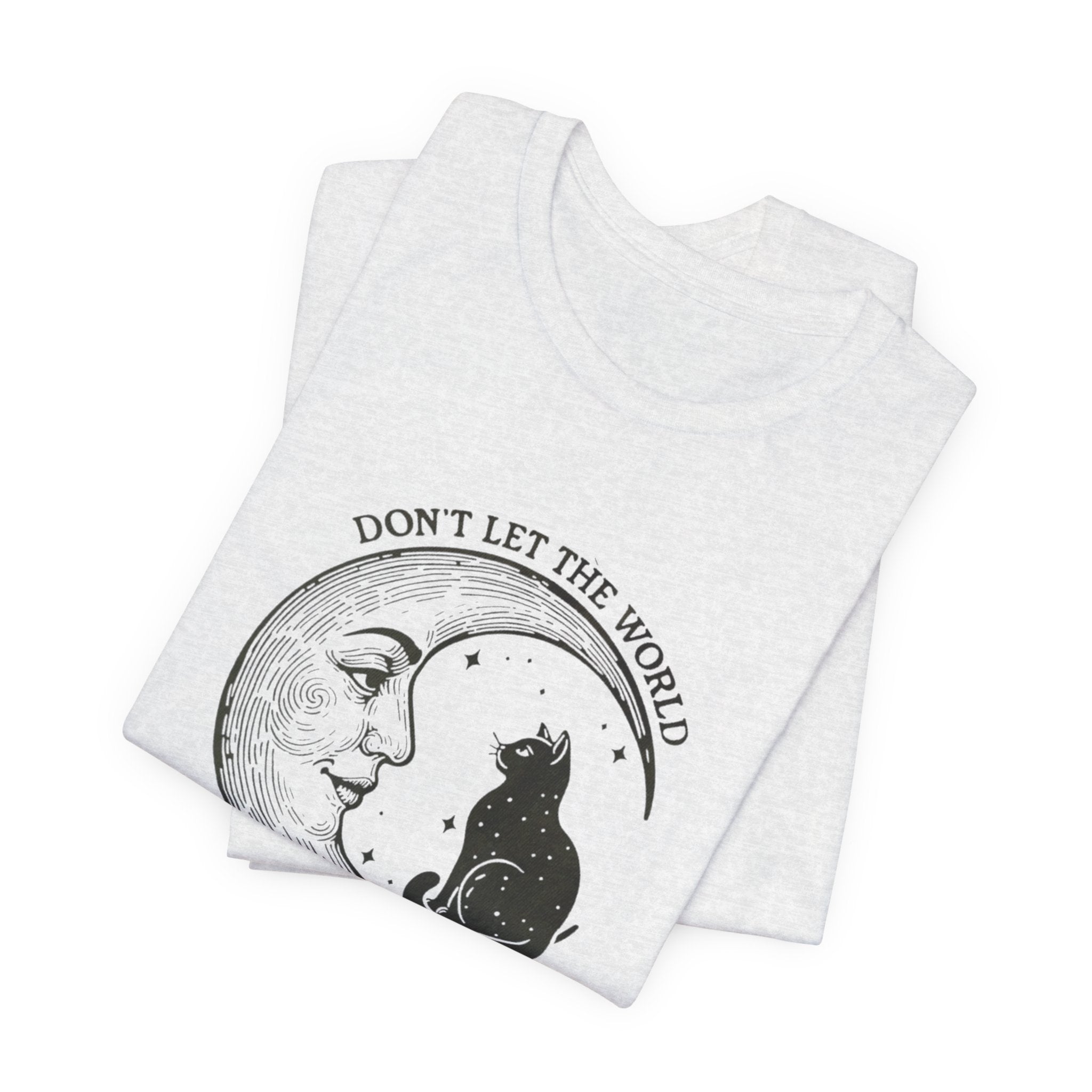 Celestial Cat Tee with Inspirational Quote, Unisex Tee, Moon and Cat Shirt, Witchy Apparel, Gift for Cat Lovers