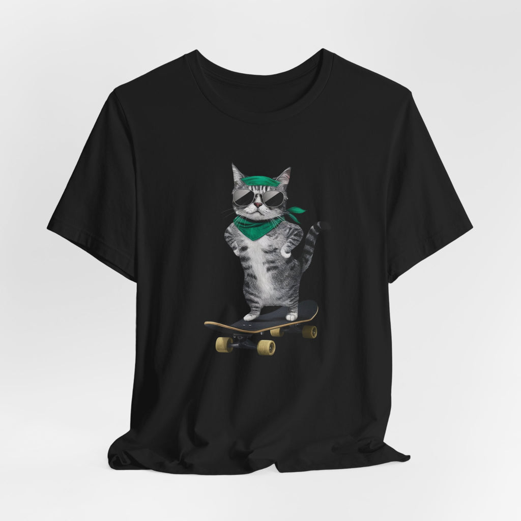 Skateboarding Cat Tee | Cool Cat on Skateboard Shirt