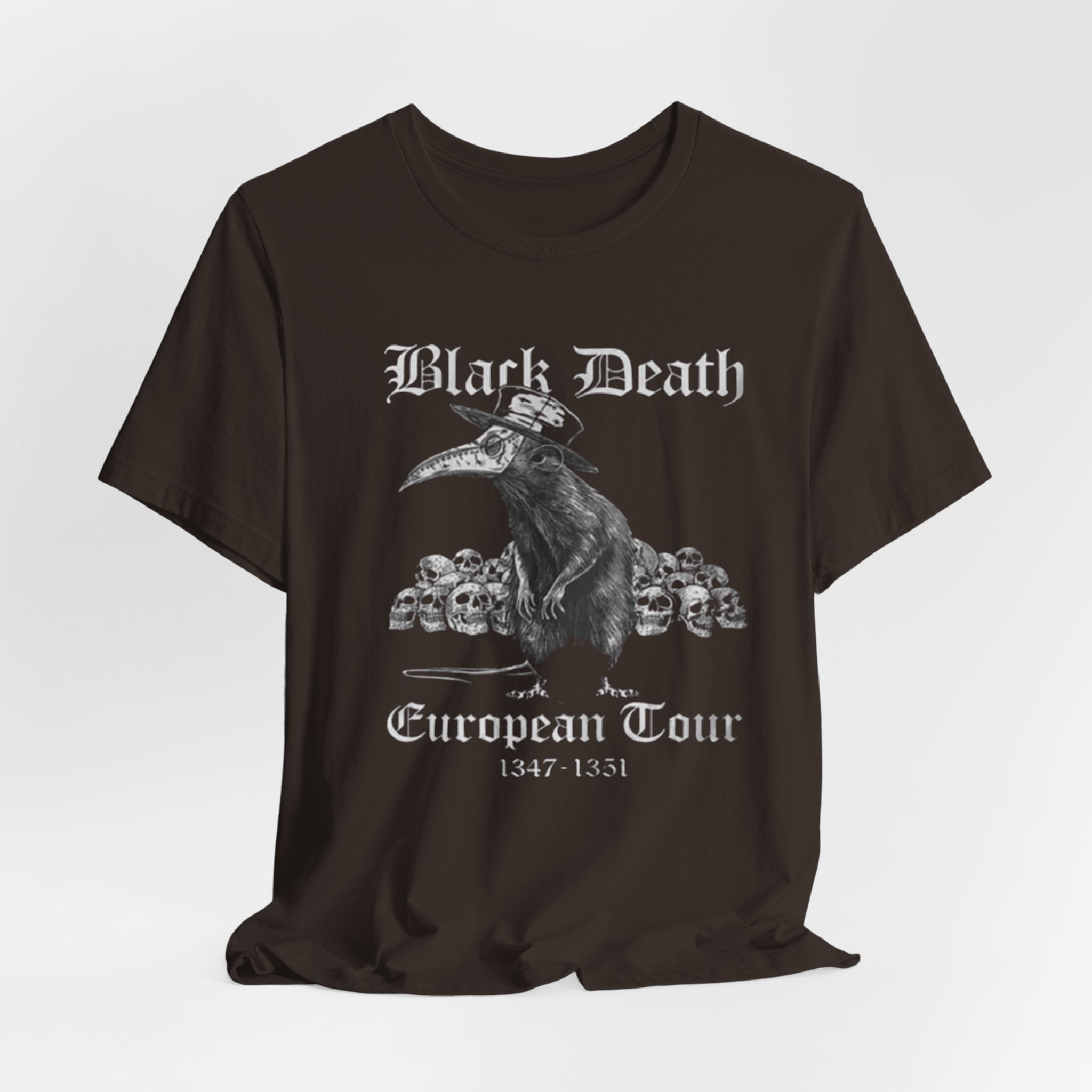 Black Death Plague Doctor crow European Tour T-Shirt | 1347-1351 gothic tee