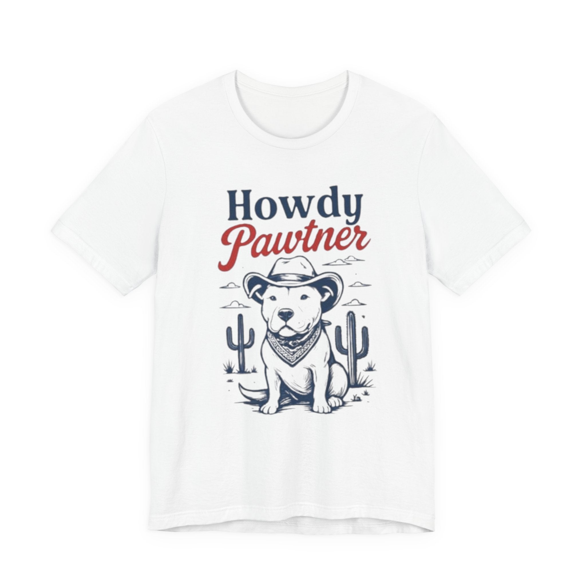 Howdy Pawtner Dog Cowboy Tee | Pit bull tee,Western Cactus Puppy Illustration