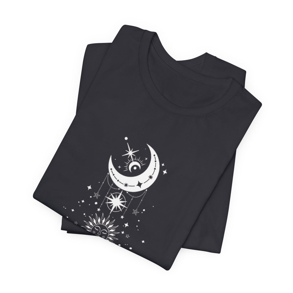 Celestial Moon Phase Tee, Unisex Graphic T-Shirt, Astrology Gift, Horoscope Apparel, Boho Style Top, Spiritual Wear