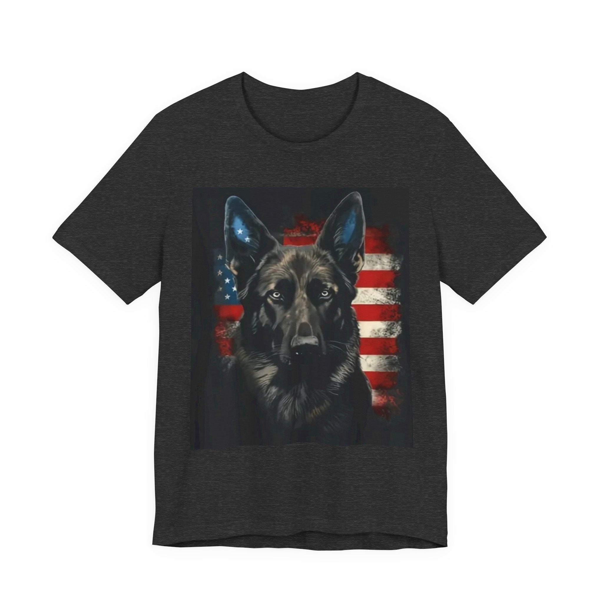 German Shepherd Patriotic T-Shirt — Belgian Malinios Tee, American Flag Dog Tee