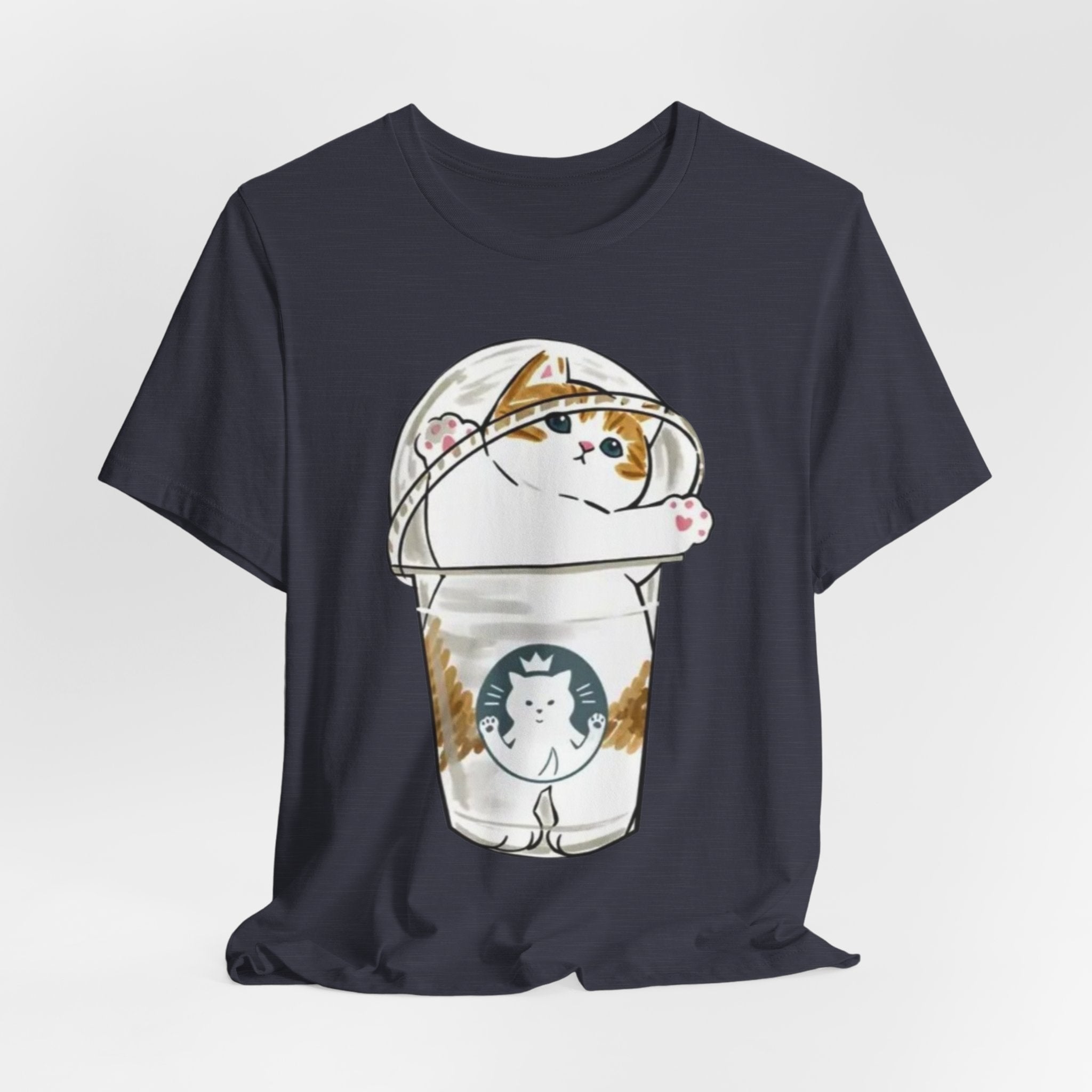 Cat in Bubble Tea Cup Tee | Kawaii Cat Boba Shirt, Cat in Coffee Cup tee, Cute Cat Illustration