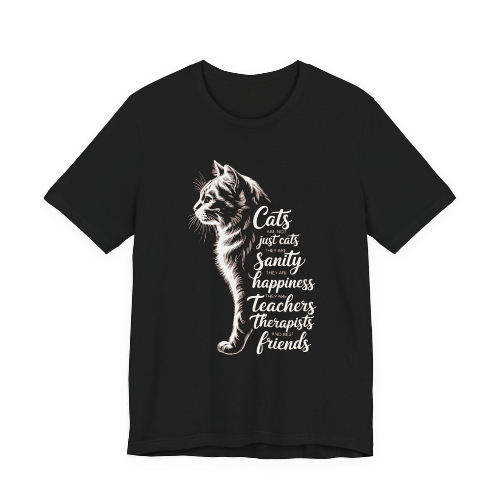 Cat Illustration Unisex Tee, Positive Vibes Motivational Tshirt, Cat Lover Shirt, Graphic Tee Gift, Inspirational Animal Tee