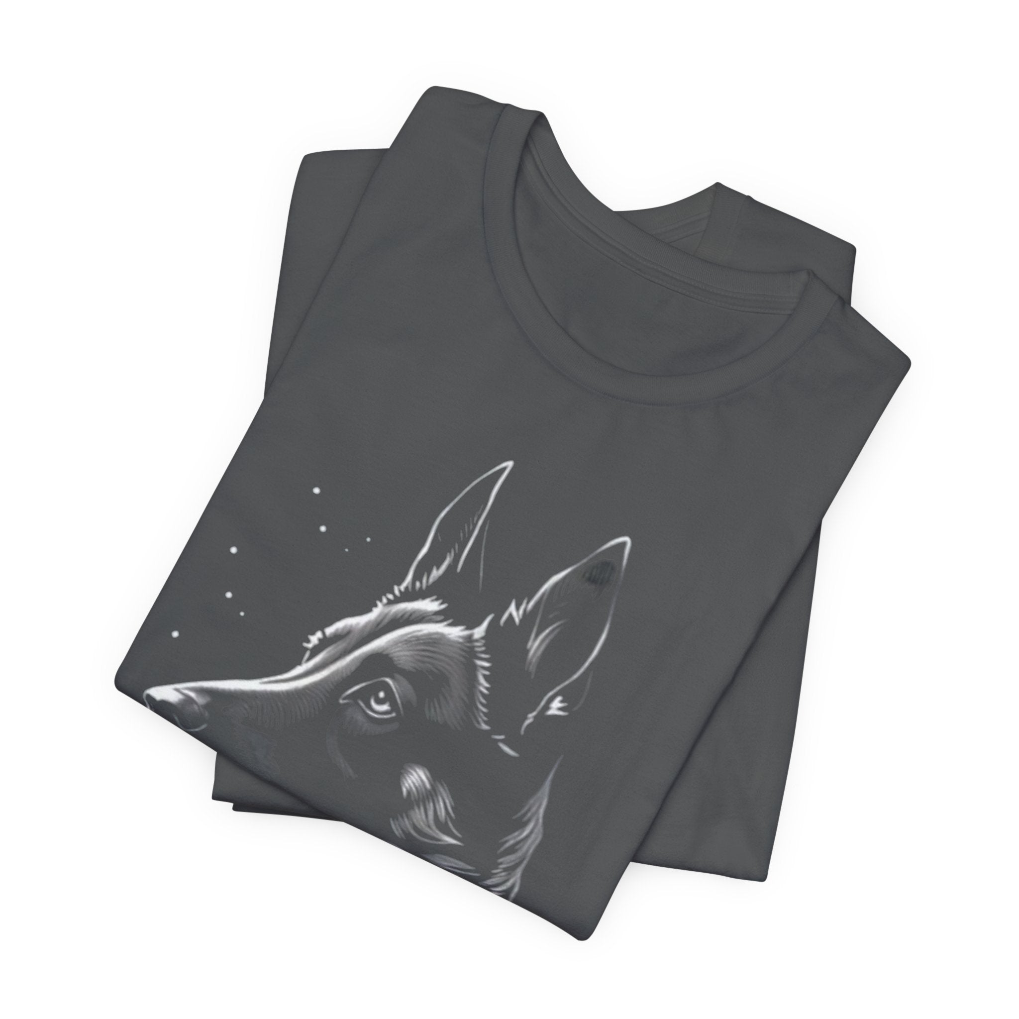 German Shepherd Portrait T-Shirt — Detailed Monochrome Dog Tee