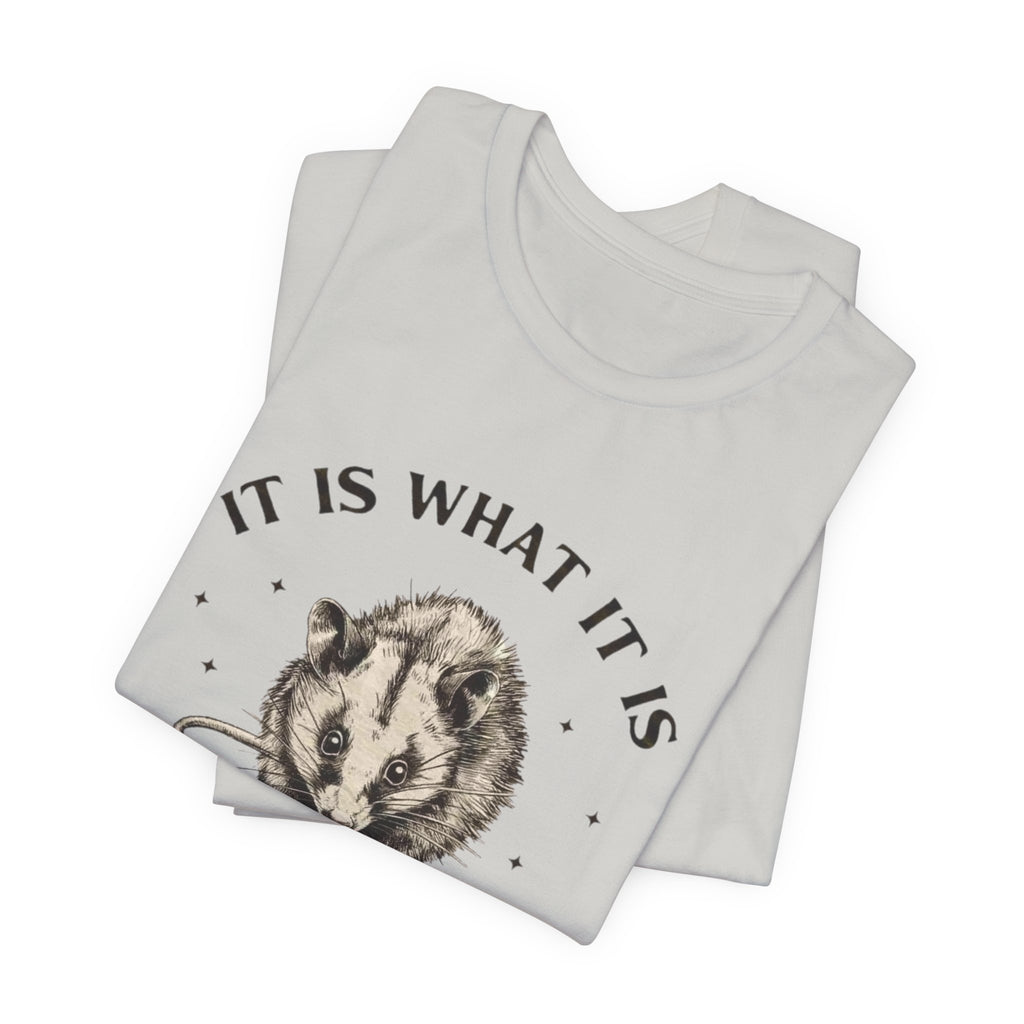 Humorous Opossum Tee - "It Is What It Is" Graphic T-Shirt, Funny Gift, Casual Wear, Animal Lover, Birthday, Gift for Friends