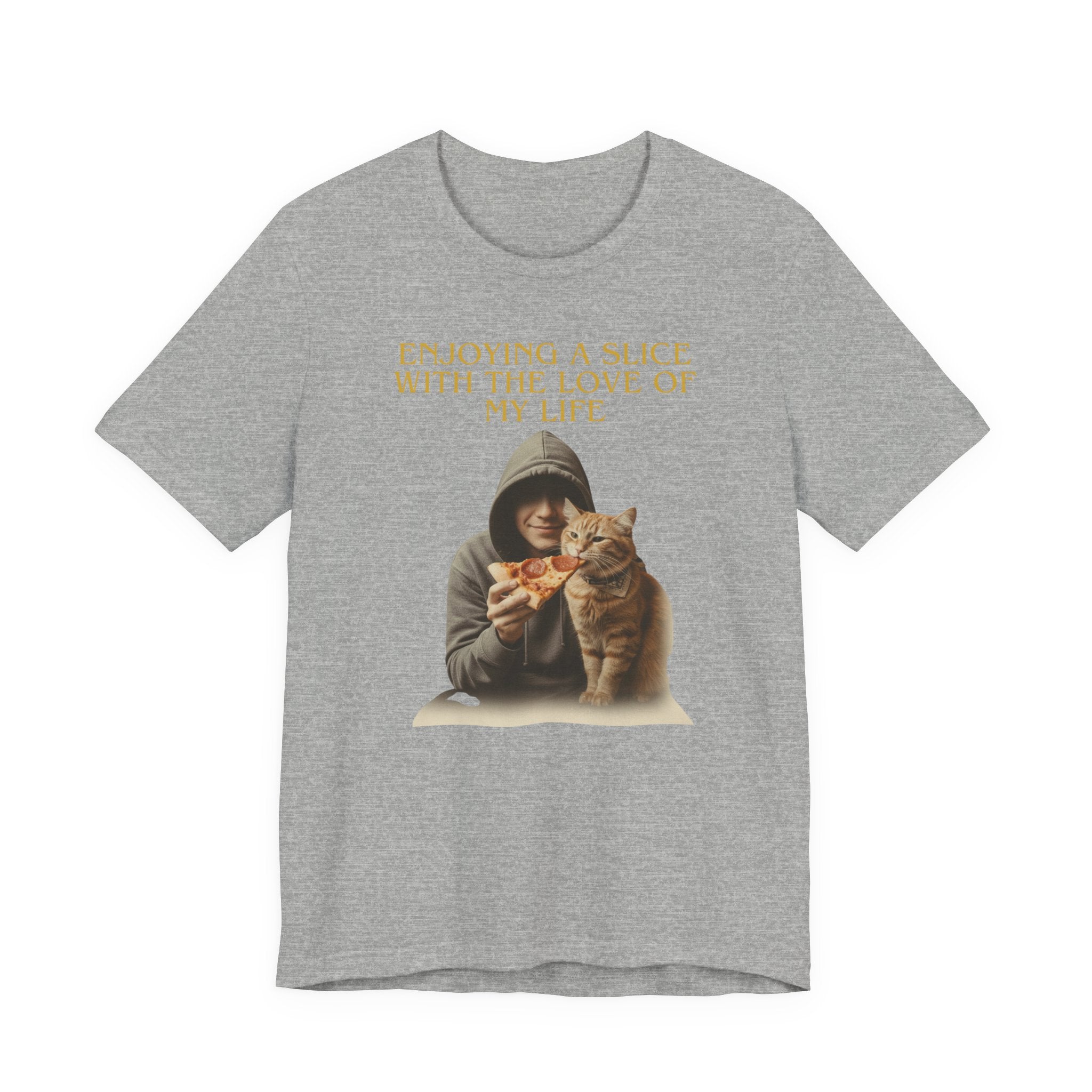 Enjoying a Slice With the Love of My Life T-Shirt | Cat Pizza Tee
