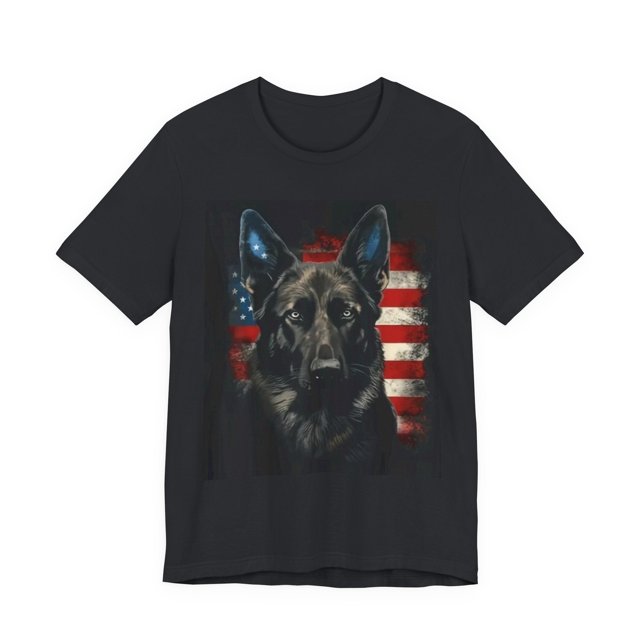 German Shepherd Patriotic T-Shirt — Belgian Malinios Tee, American Flag Dog Tee