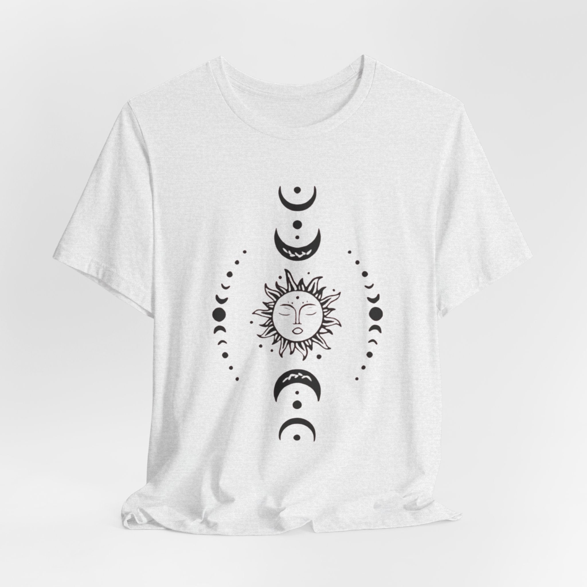 Celestial Phase Unisex Tee | Sun and Moon Graphic Tee, Astrology Shirt, Boho Style, Gift for Sky Lovers, Casual Everyday Wear