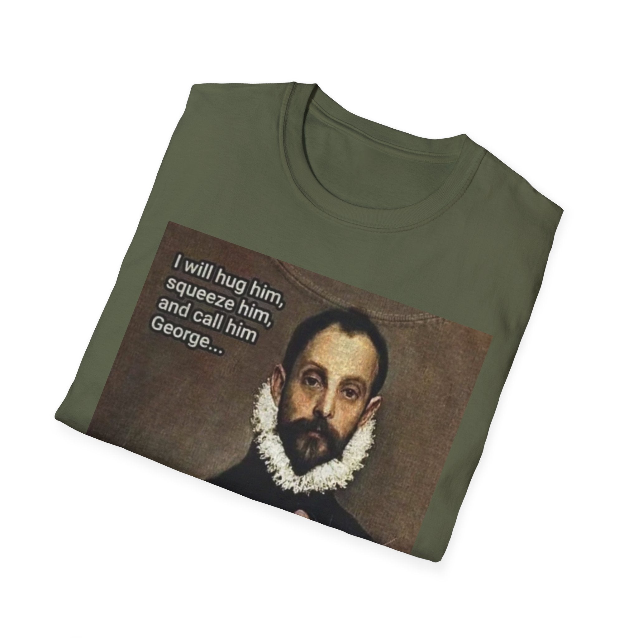 Funny Cat Meme T-Shirt — "I will hug him... The fuck you will" Vintage Portrait Cat Tee