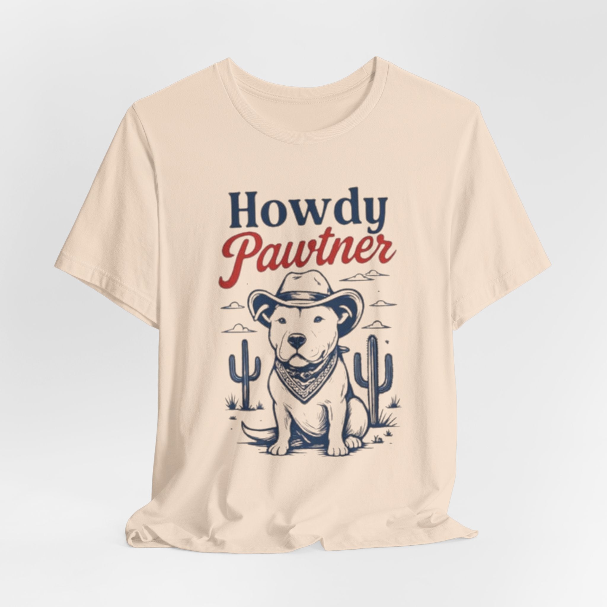Howdy Pawtner Dog Cowboy Tee | Pit bull tee,Western Cactus Puppy Illustration