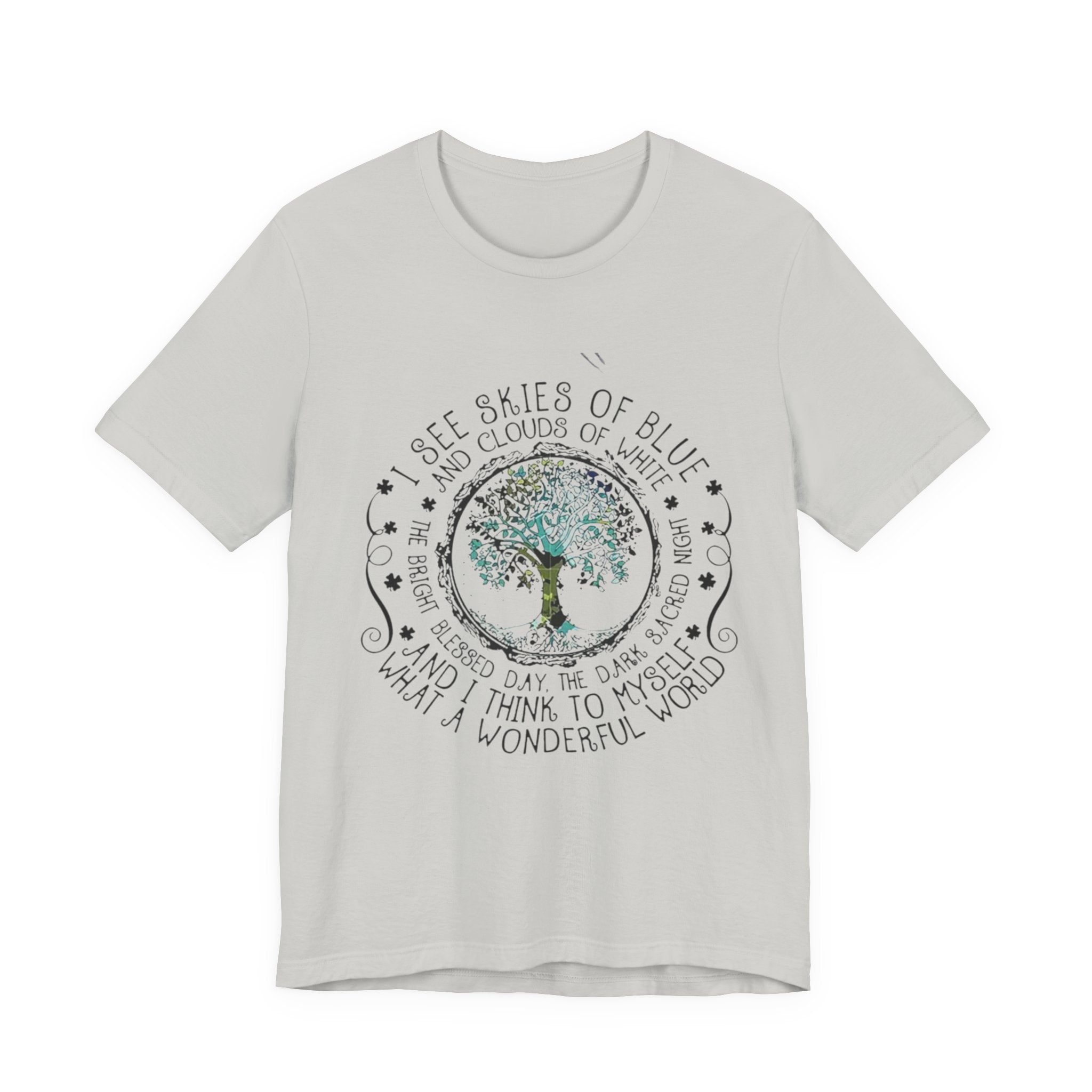 Vintage Inspirational Tee, Unisex Jersey T-Shirt, Nature Lover Gift, Skies of Blue Design, Positive Quote Shirt, Eco-Friendly Apparel