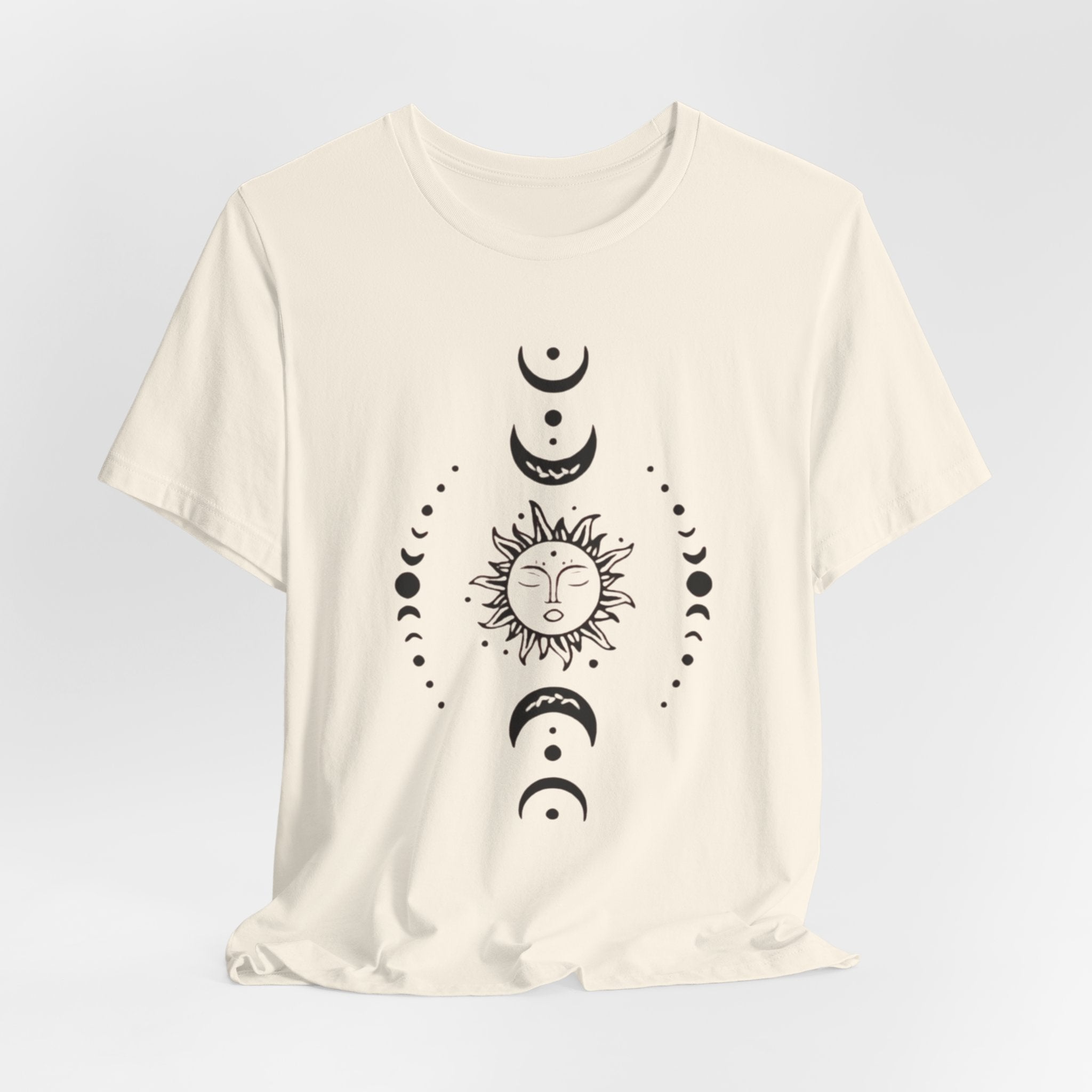 Celestial Phase Unisex Tee | Sun and Moon Graphic Tee, Astrology Shirt, Boho Style, Gift for Sky Lovers, Casual Everyday Wear