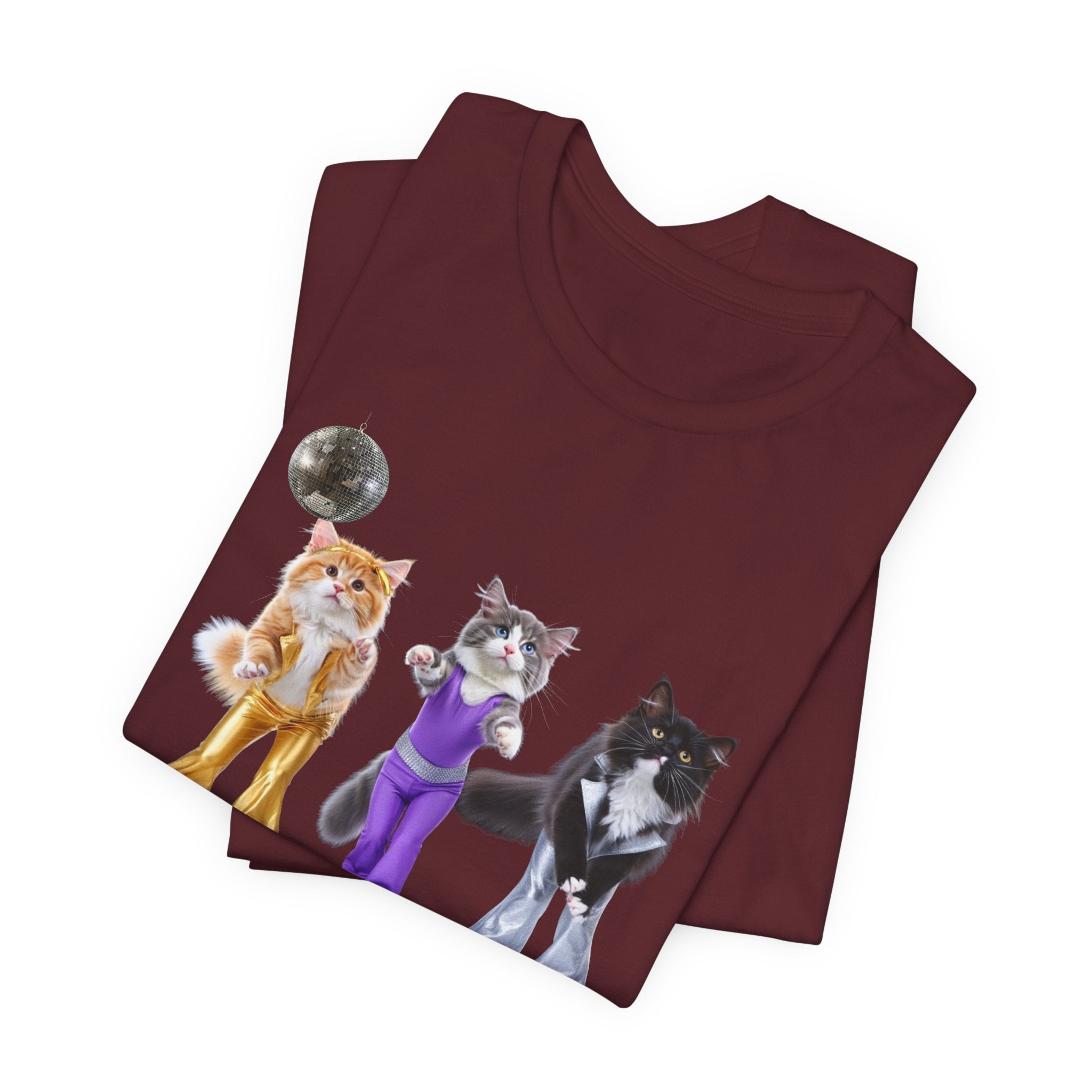 Disco Cats Trio T-Shirt | Cat Roller Skate Illustration, Retro 70s Vibe
