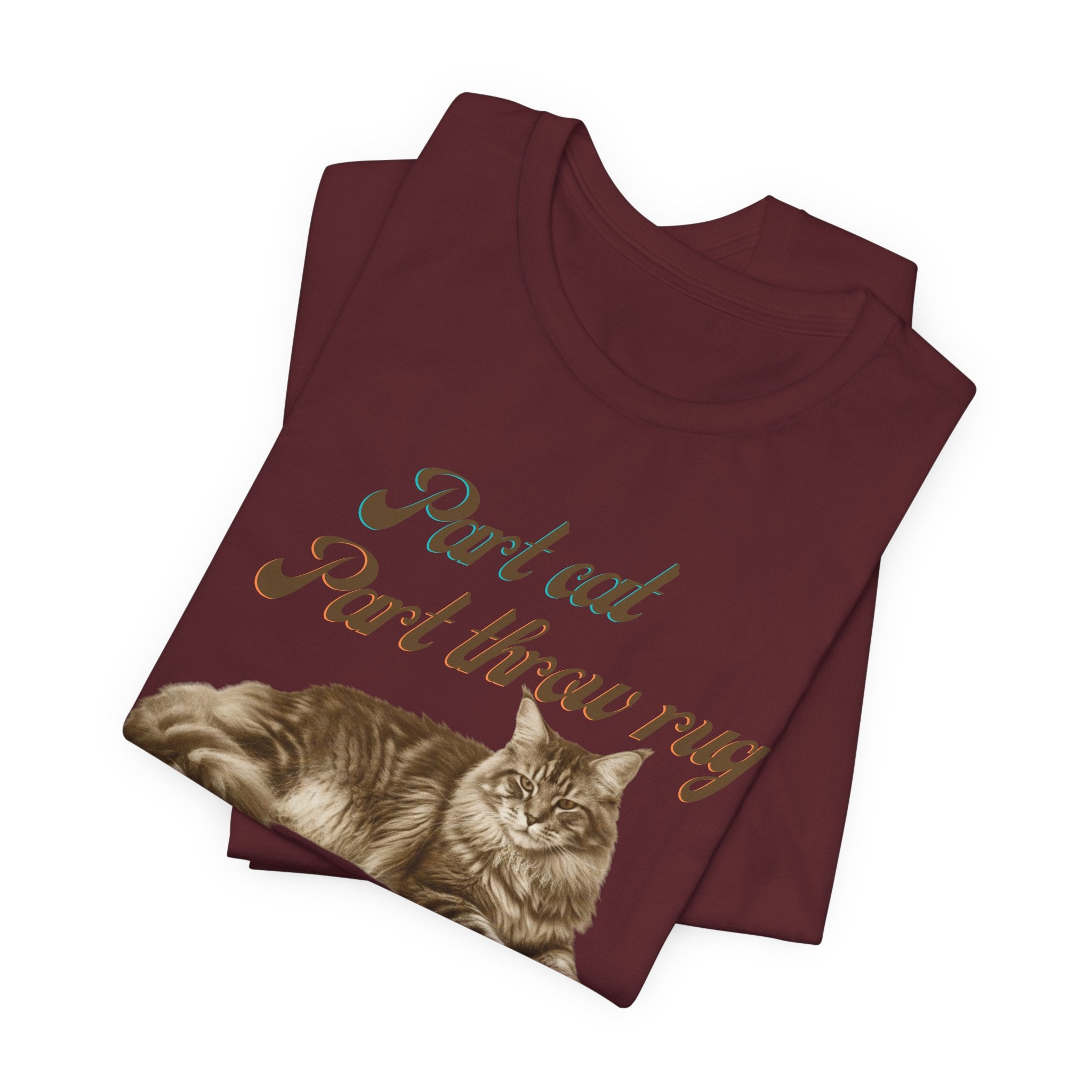 Maine Coon Cat T-Shirt | Vintage Maine Coon Cat Illustration, Part Cat Part throw rug