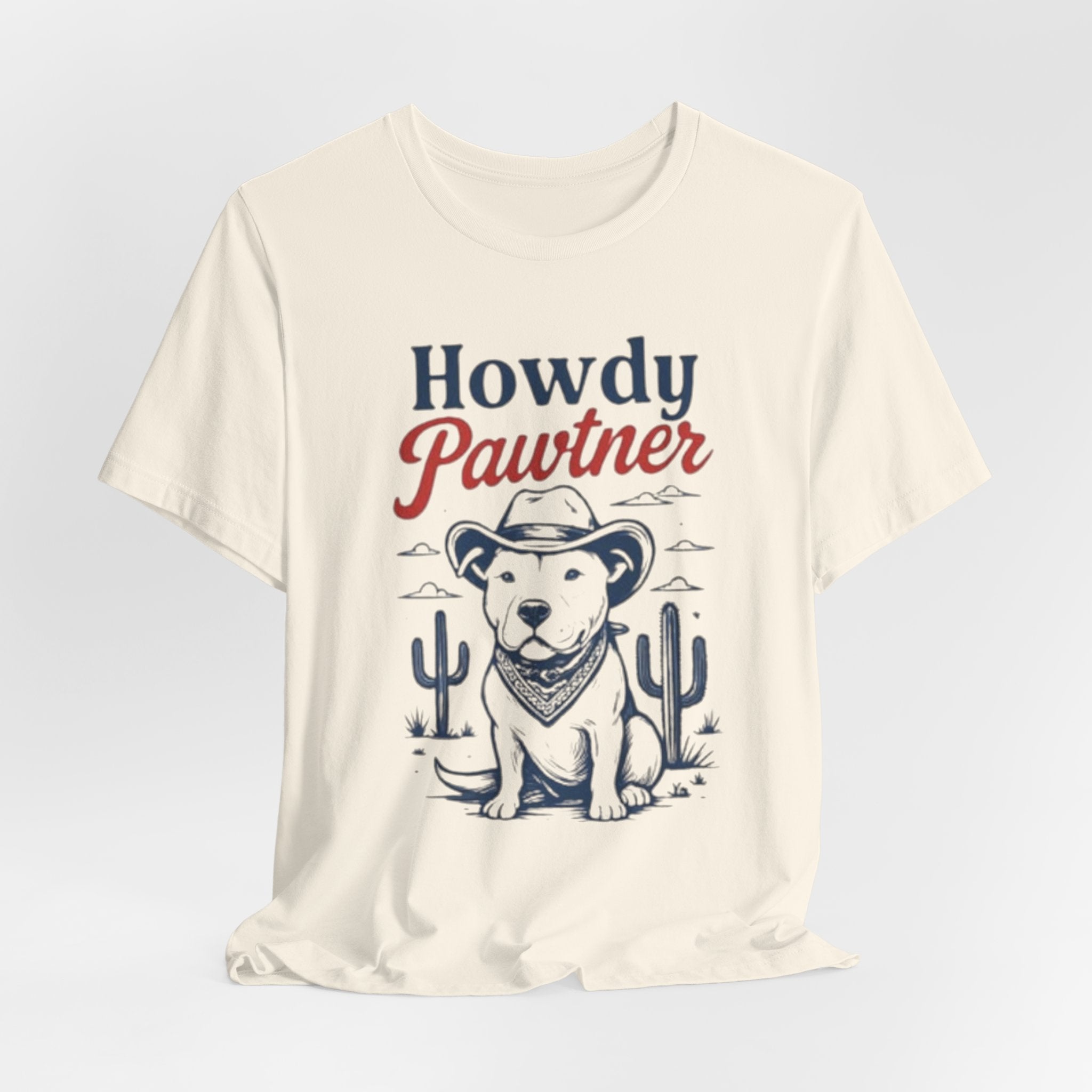 Howdy Pawtner Dog Cowboy Tee | Pit bull tee,Western Cactus Puppy Illustration