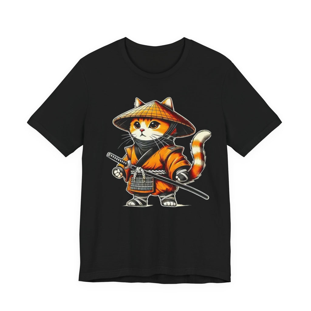 Samurai Cat T‑Shirt — Cute Ninja Kitten Graphic Tee