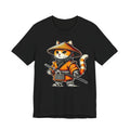 Samurai Cat T‑Shirt — Cute Ninja Kitten Graphic Tee