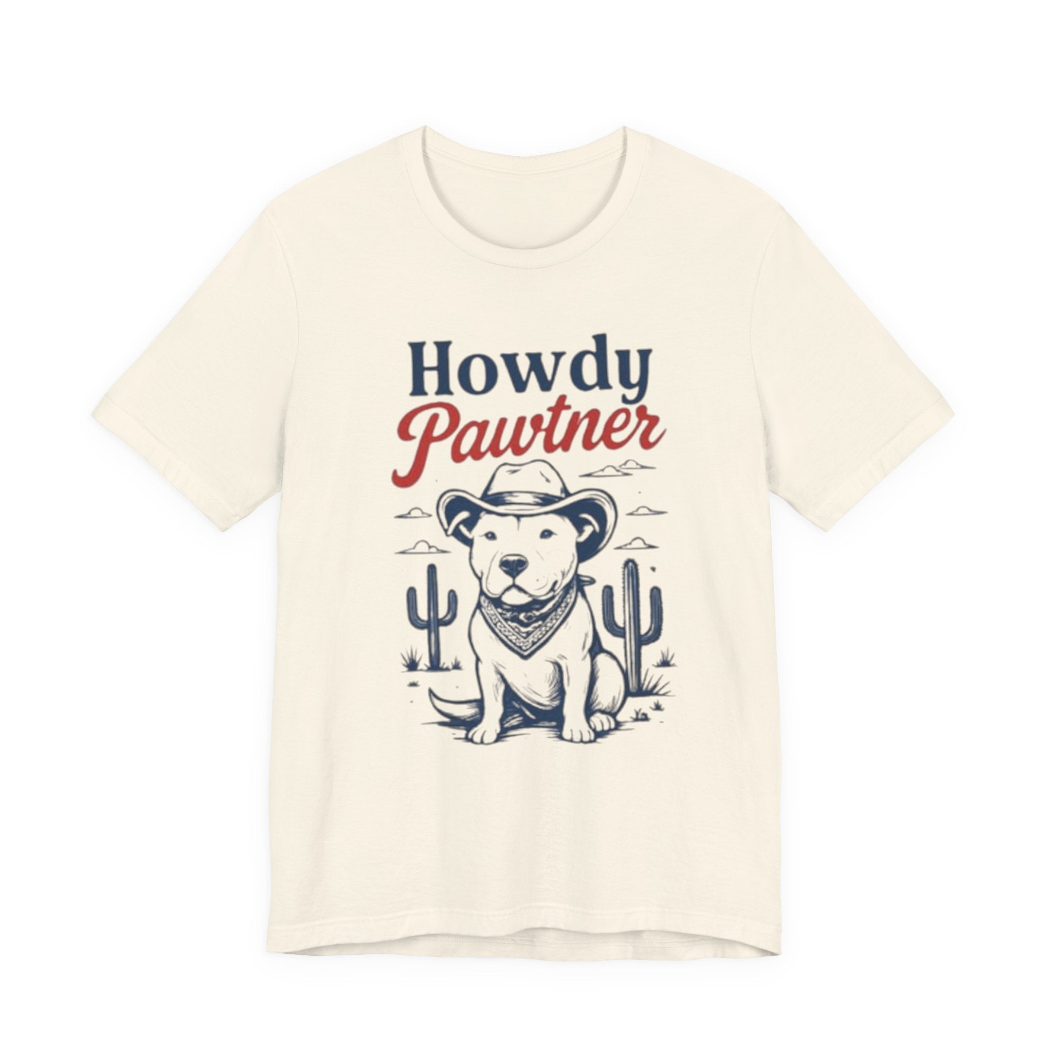 Howdy Pawtner Dog Cowboy Tee | Pit bull tee,Western Cactus Puppy Illustration