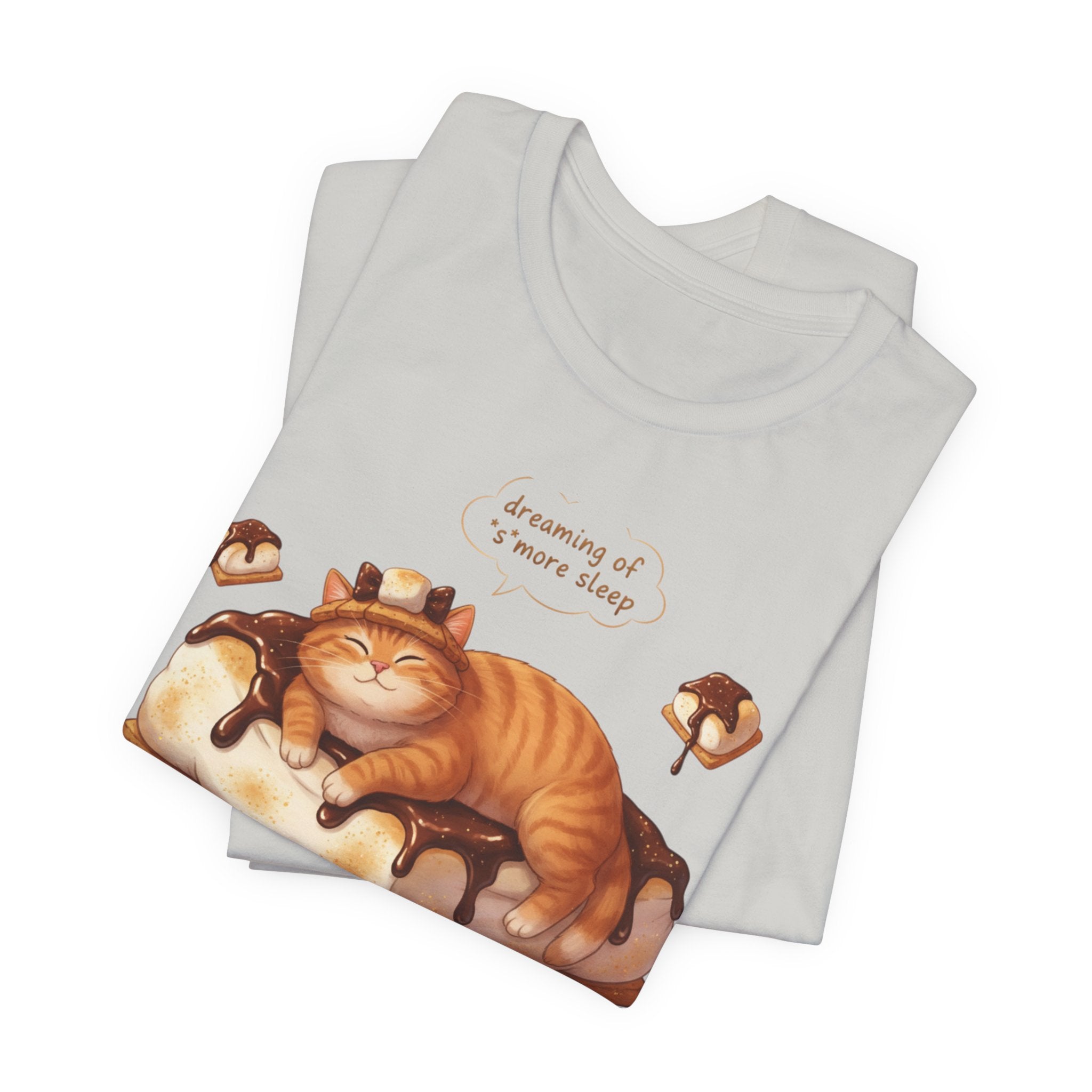 Sleeping Tabby on S'mores Tee | Cat Dessert Illustration T-Shirt