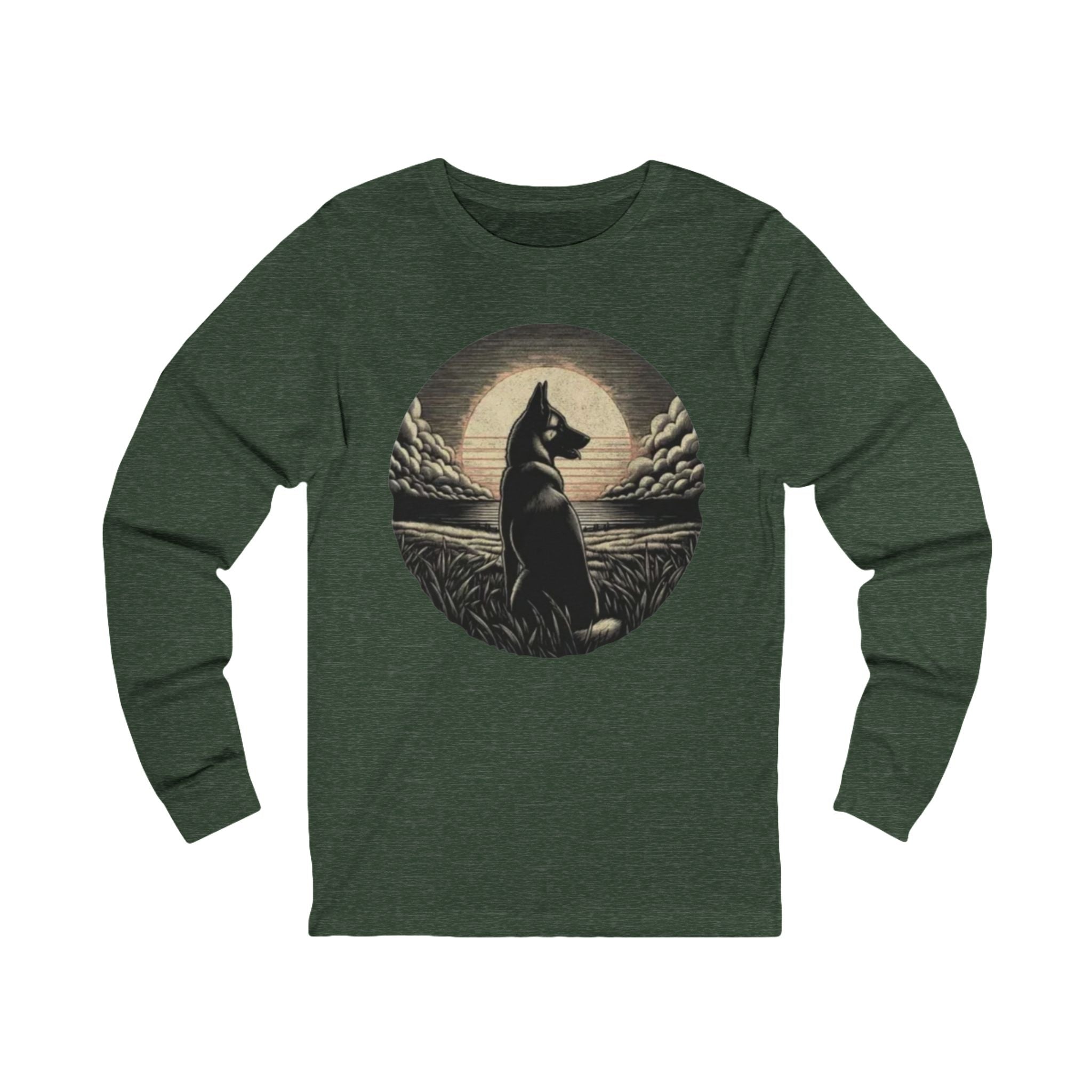 Belgian Malinios Moon Long Sleeve Tee | Nightscape Graphic