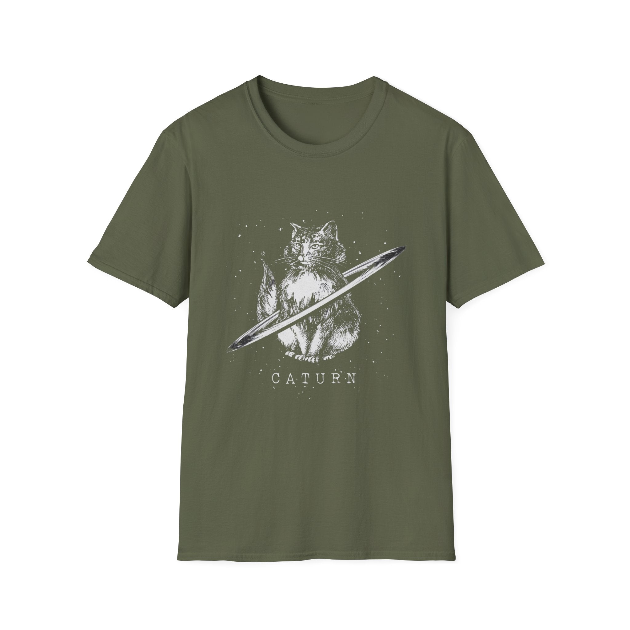 Cat Planetary Orbit Illustration T-Shirt | Minimal Space Art