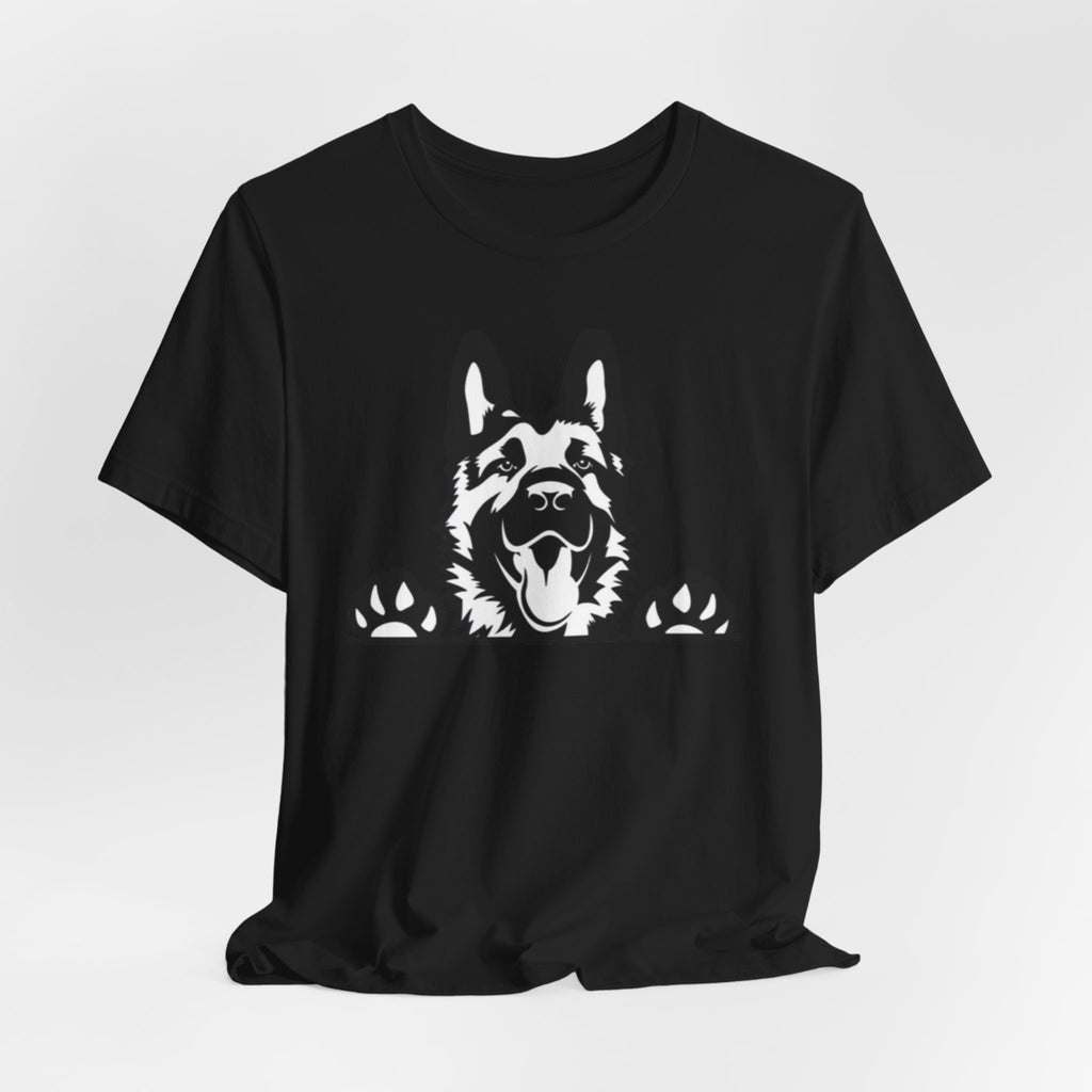 German Shepherd Peeking T-Shirt — Dog Lover Paw Print Tee