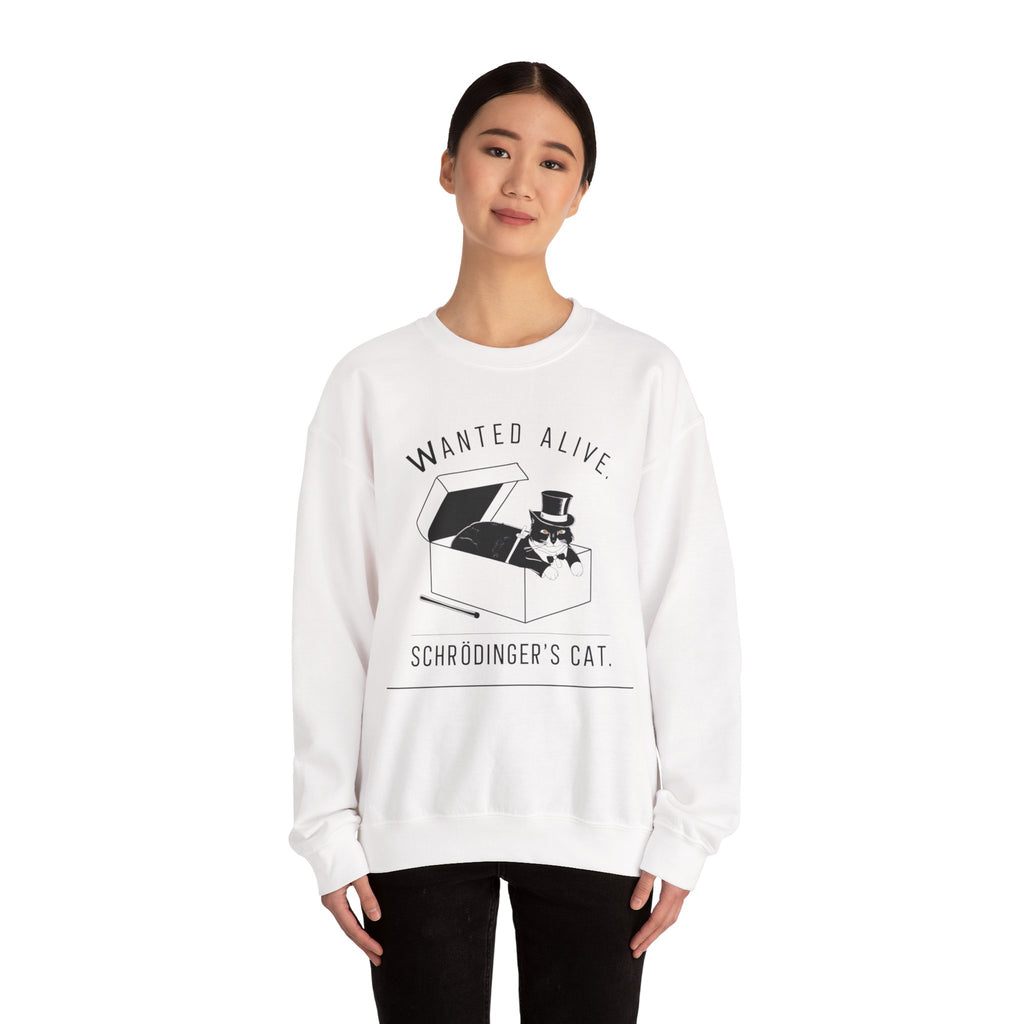 Funny Schrodinger's Cat Unisex Sweatshirt - Quantum Science Crewneck Jumper, Hilarious Physics Sweater, Scientist Gift, Geeky Clothing,