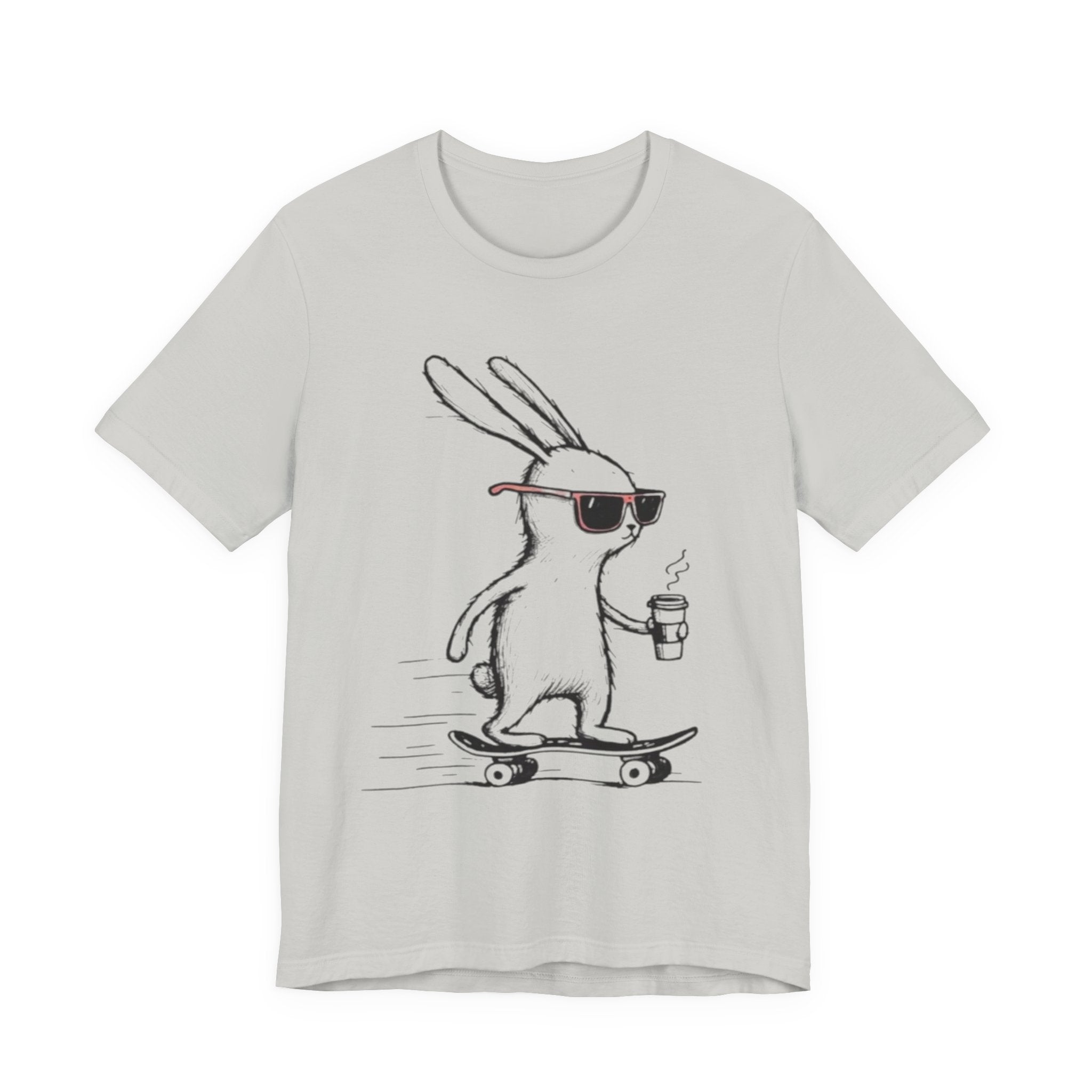 Cool Skateboarding Rabbit Tee, Unisex Short Sleeve Shirt, Funny Animal T-Shirt, Casual Daily Wear, Gift for Rabbit Lovers