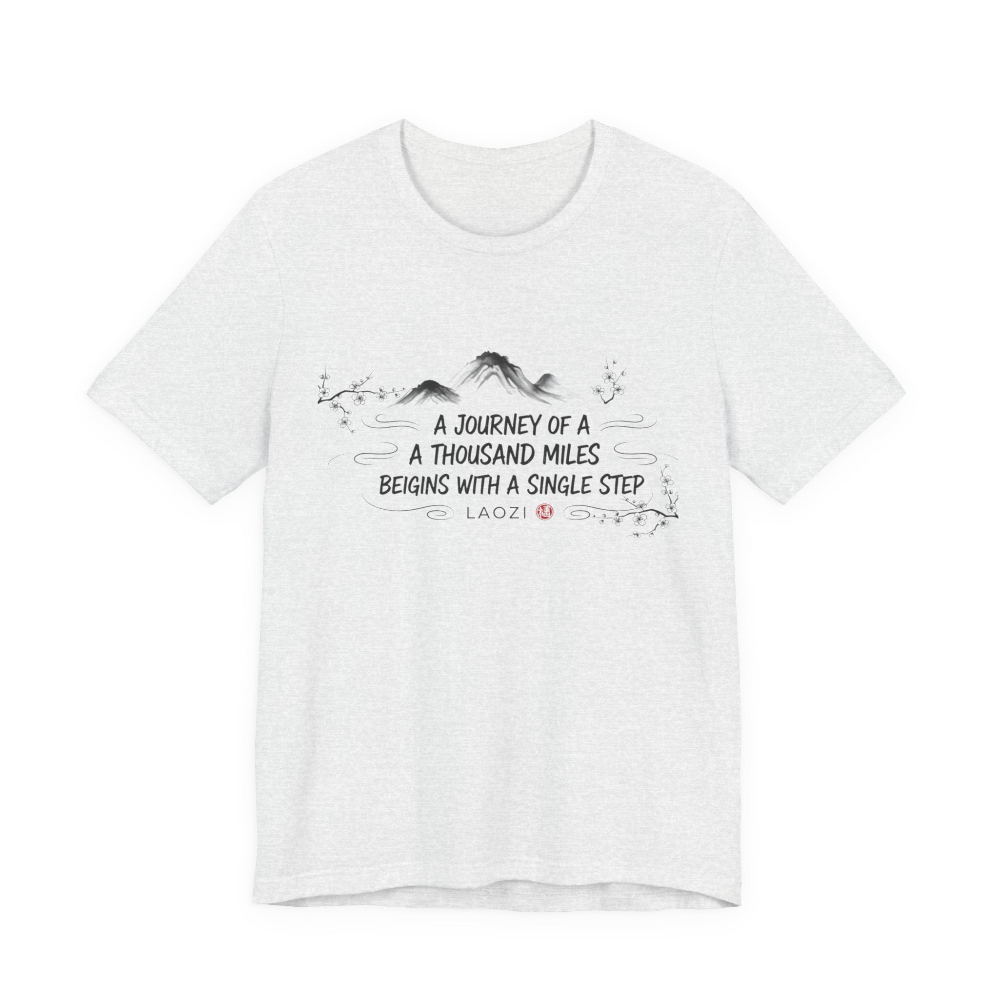 A Journey of a Thousand Miles tee | Mountain Quote Shirt, Minimal Zen Design