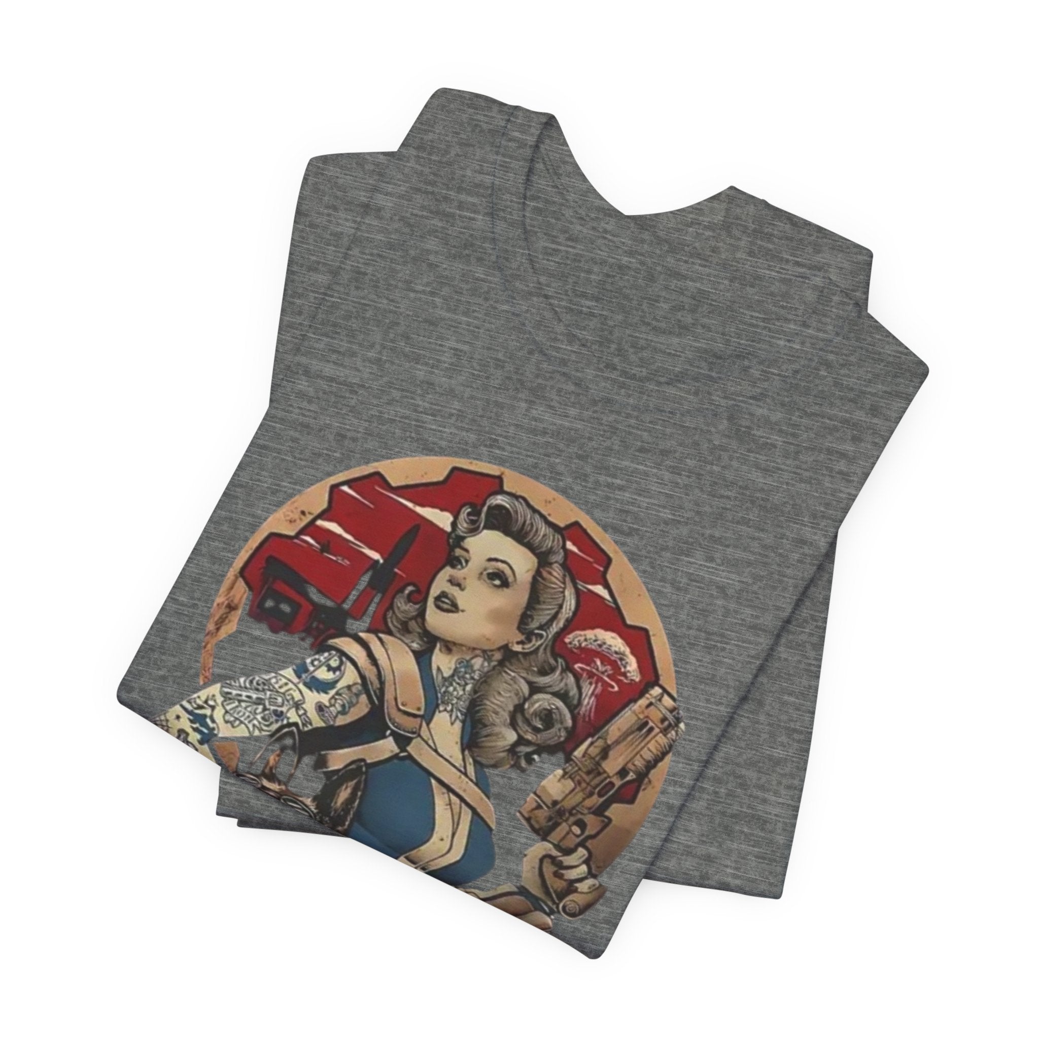 Fallout Pin-Up T‑Shirt — Vintage Vault Girl Retro Video Game Tee