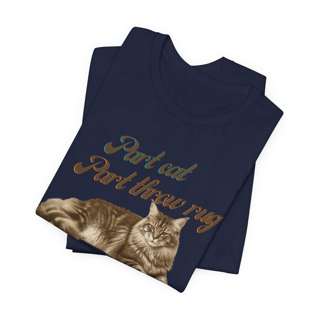 Maine Coon Cat T-Shirt | Vintage Maine Coon Cat Illustration, Part Cat Part throw rug