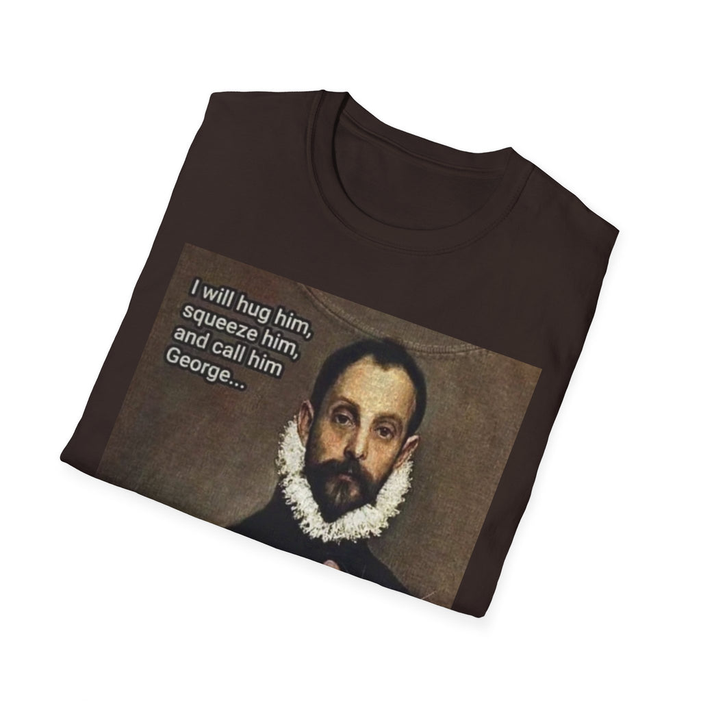 Funny Cat Meme T-Shirt — "I will hug him... The fuck you will" Vintage Portrait Cat Tee