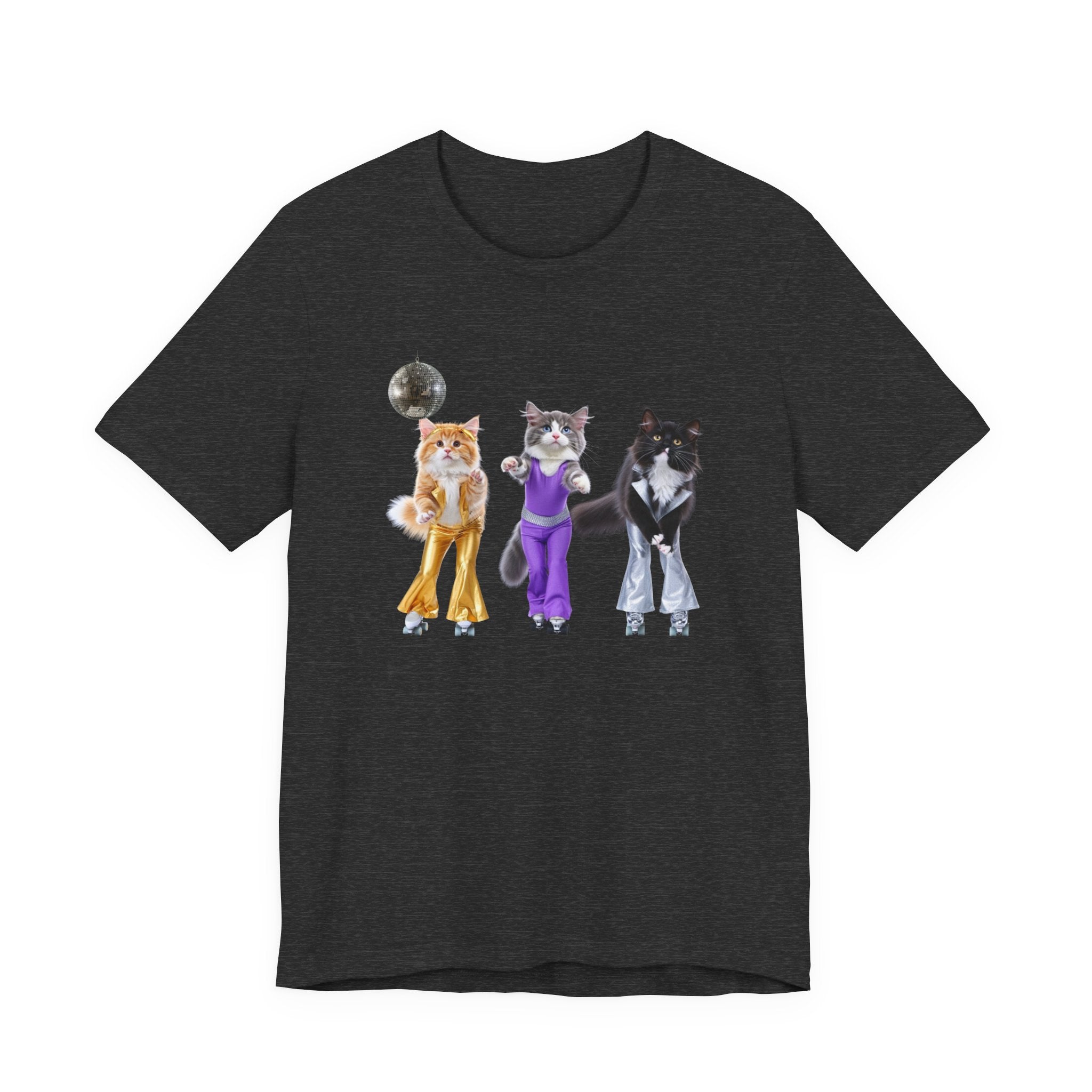 Disco Cats Trio T-Shirt | Cat Roller Skate Illustration, Retro 70s Vibe