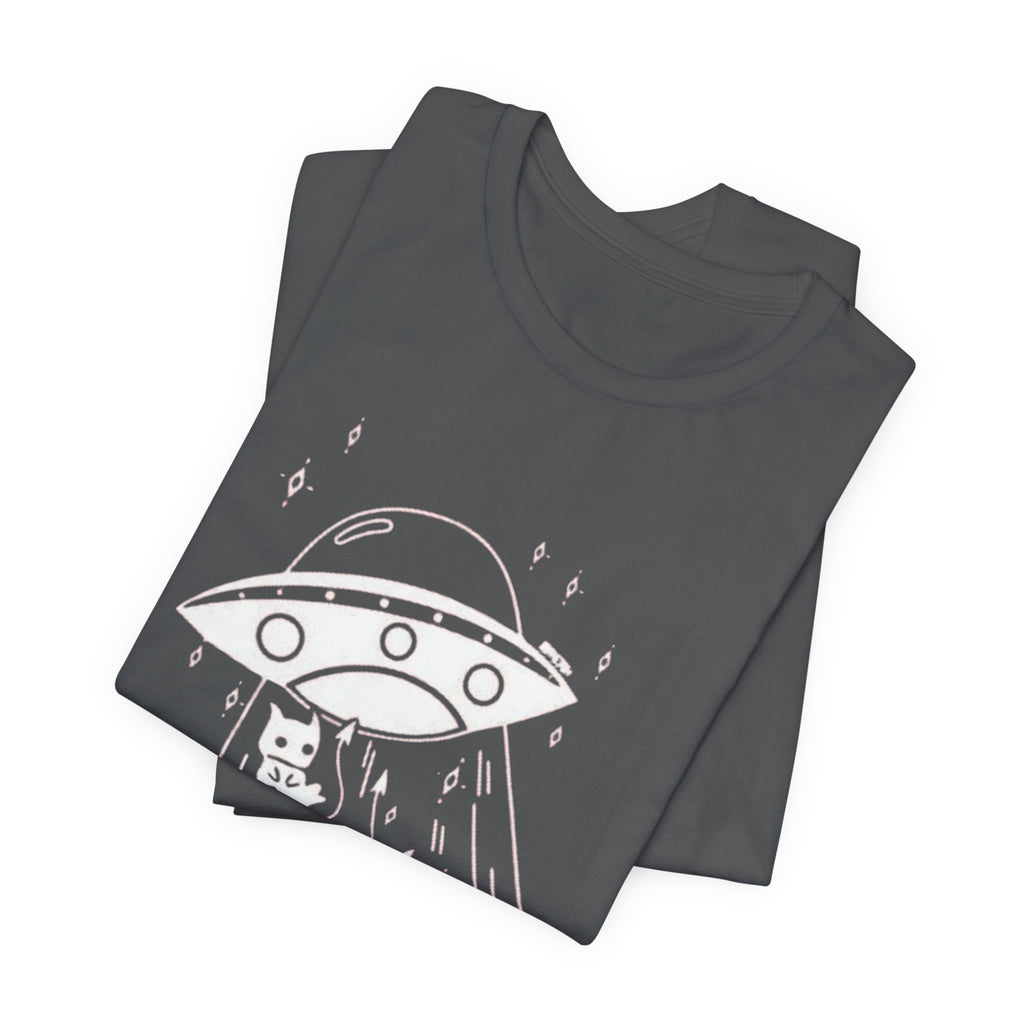 Alien cat abduction tee, Celestial Hand Line Art Tee | Minimal Mystic Illustration, White T-Shirt