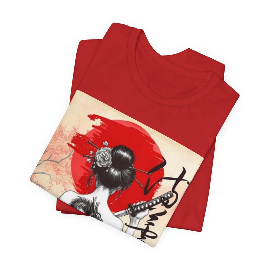 Geisha Portrait Tee | Japanese Red Sun, Dragon Tattoo, Calligraphy