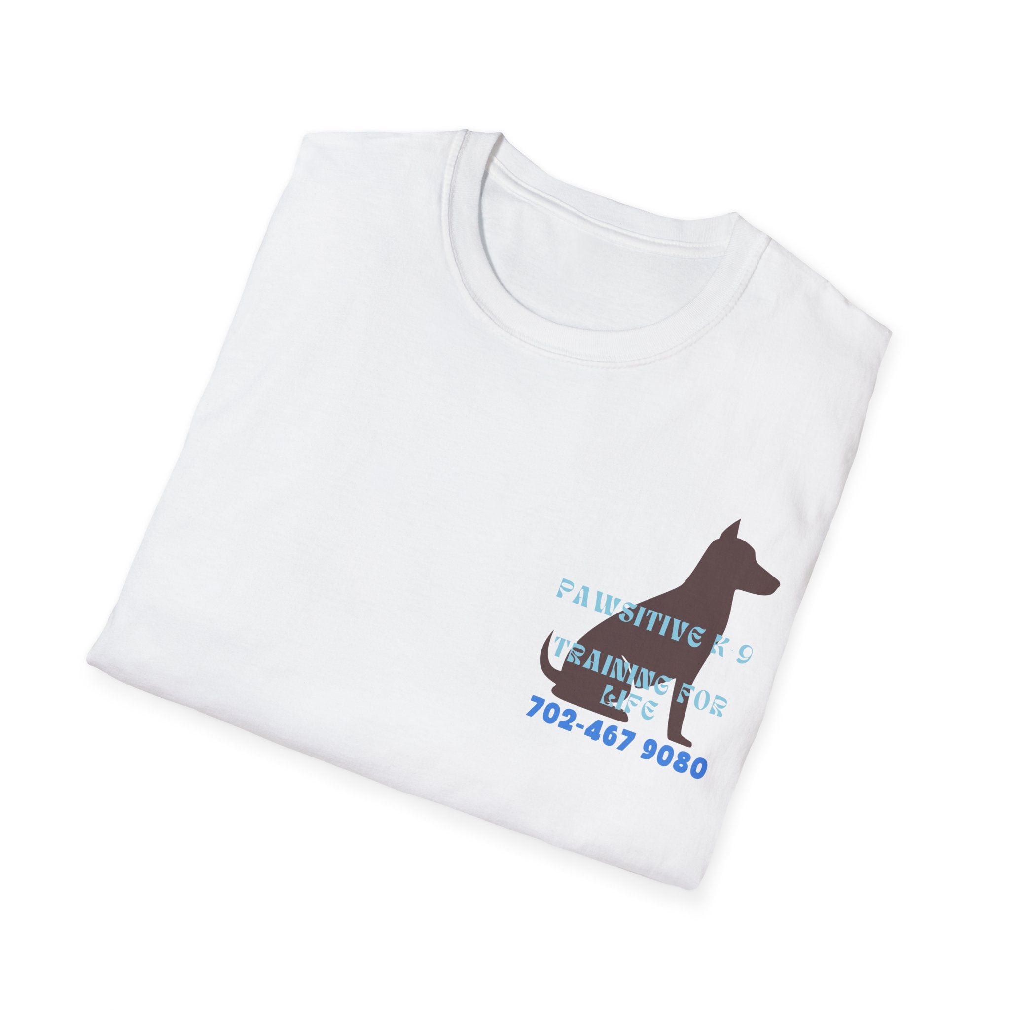 Dog Training T-Shirt — "Pawsitive K-9 Training for Real" with Contact Number, Personalized shirt