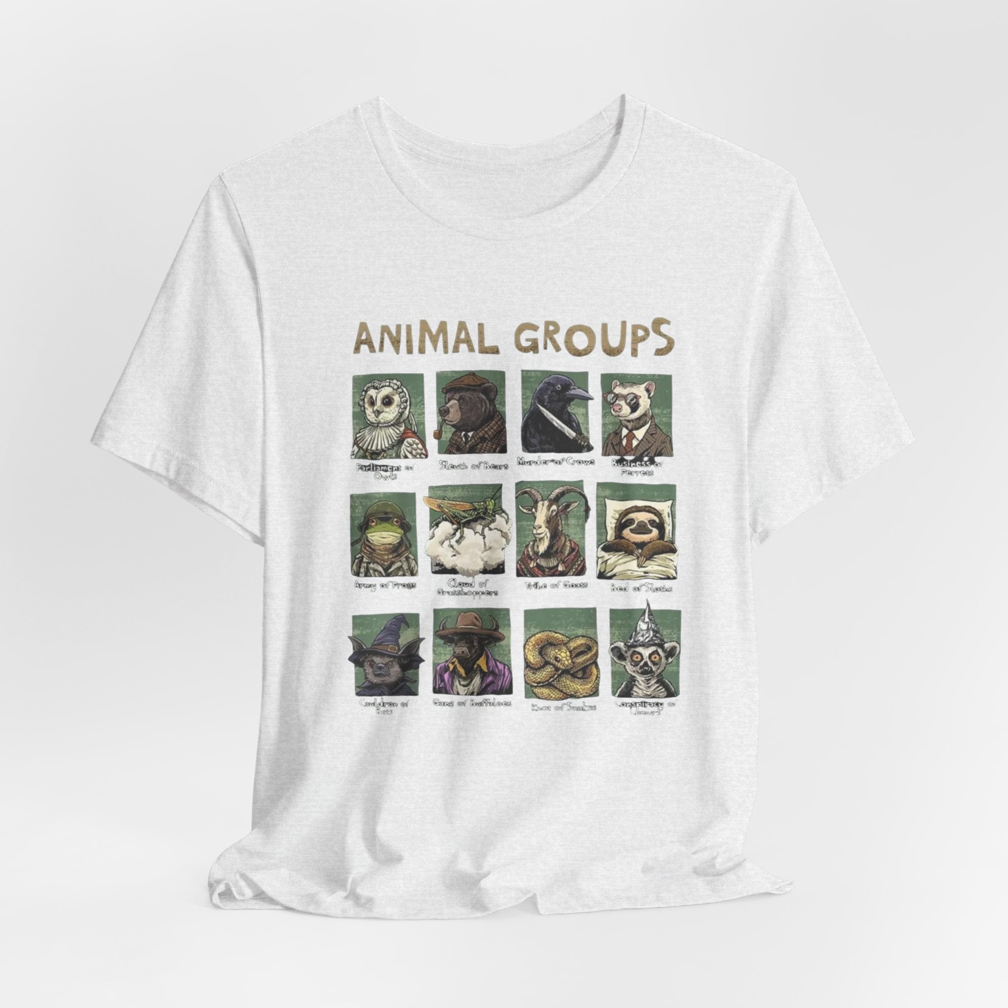 Animal Groups tee | Vintage animal illustrations grid